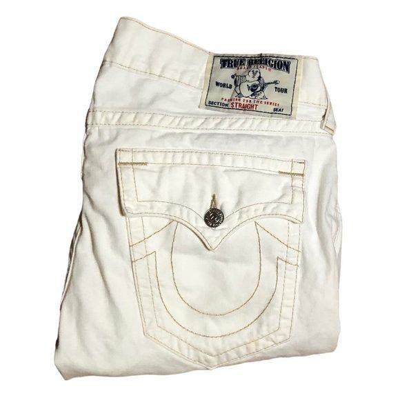 image of Vintage True Religion Jeans Size 38 Straight White, Men's