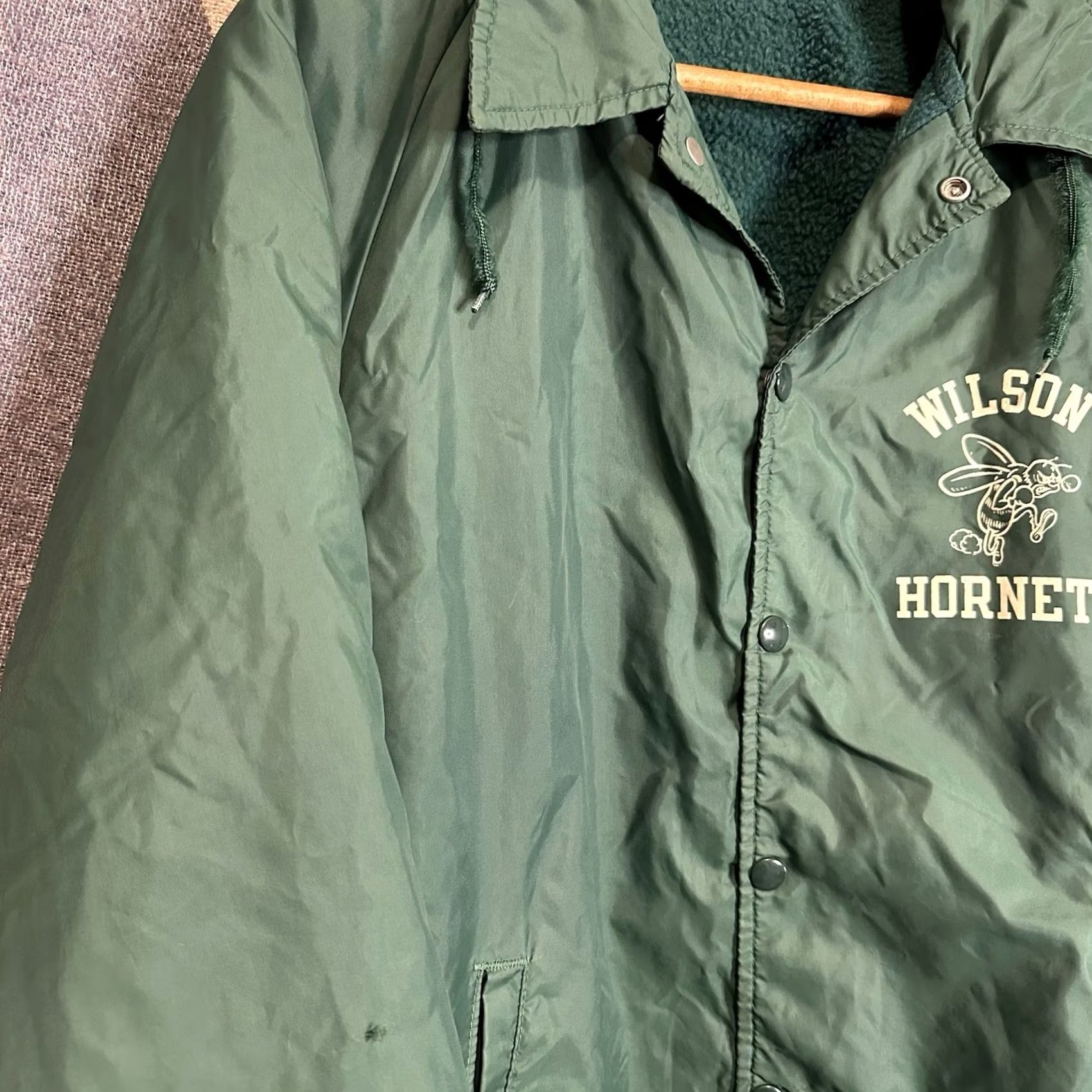 Champion VINTAGE Champion Jacket Nylon Green Lined Windbreaker 60s 70s School USA Men Large Snapped Button Hooded Pocketed Regular Size US L / EU 52-54 / 3 - 5 Thumbnail