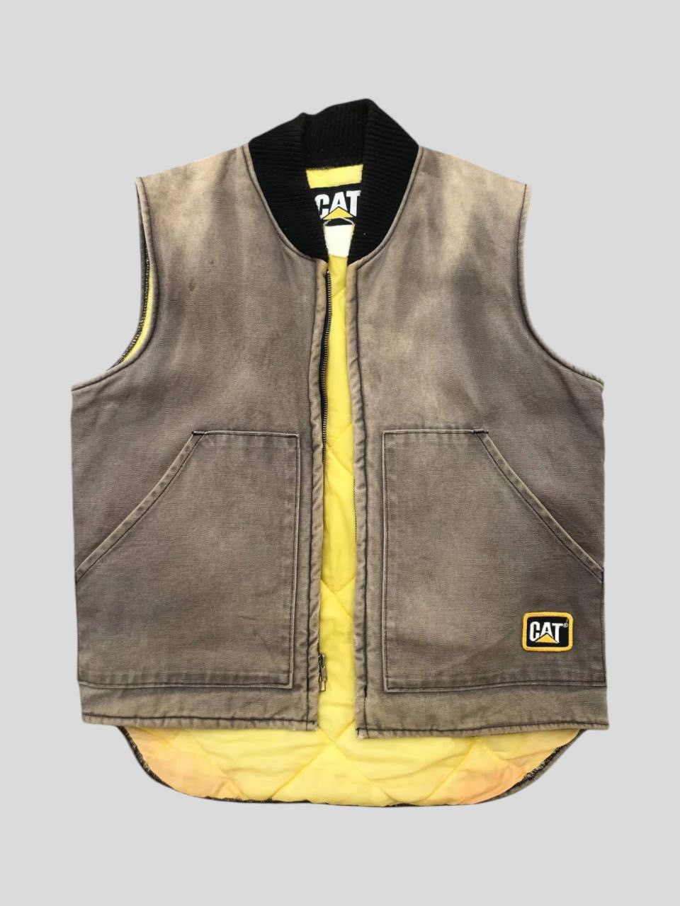 Caterpillar Sunfaded Vintage Caterpillar Duck Canvas Quilted Lined Vest Size US M / EU 48-50 / 2 - 2 Thumbnail
