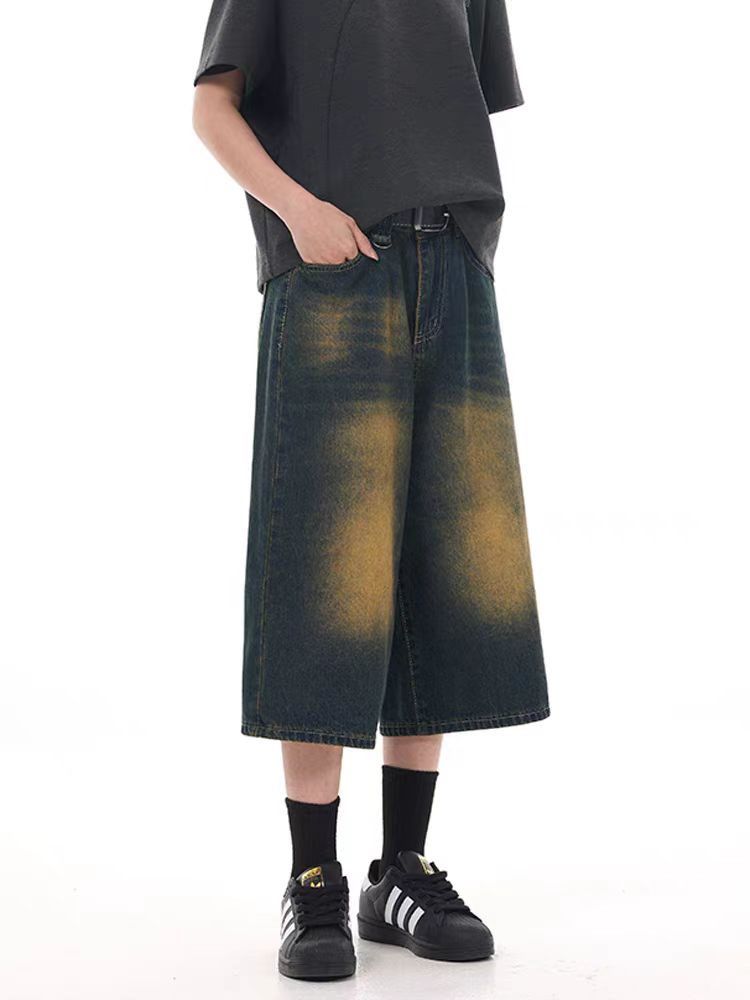 Japanese Brand × Vintage Washed vintage tube casual wide leg denim shorts Size US 34 / EU 50 - 4 Thumbnail