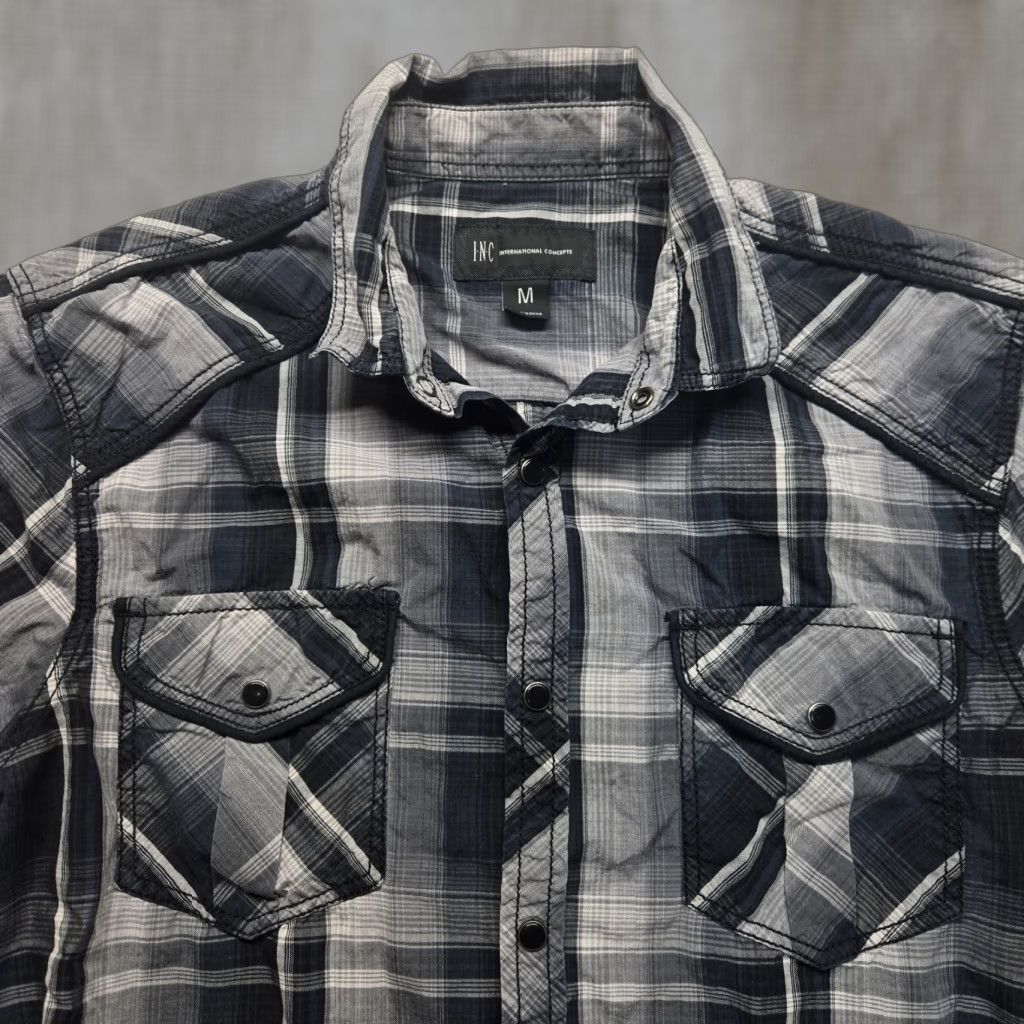 Vintage VINTAGE INC International Concepts Mens Button-Up Shirt Long Sleeve Plaid Black Medium Western Style Size US M / EU 48-50 / 2 - 1 Thumbnail