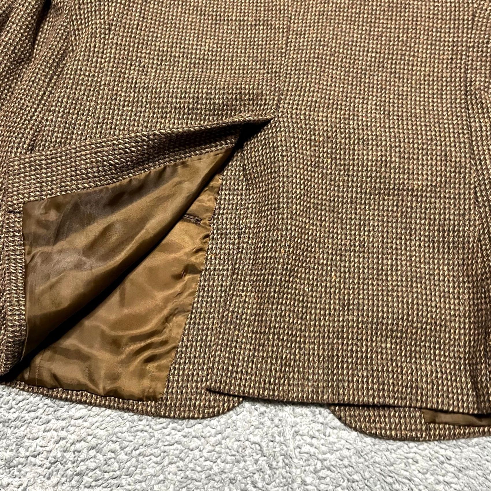 Jordache VINTAGE Jordache Blazer Coat 42R Men Wool Tweed Herringbone Sport Jacket Brown Mens Size 42R - 4 Thumbnail