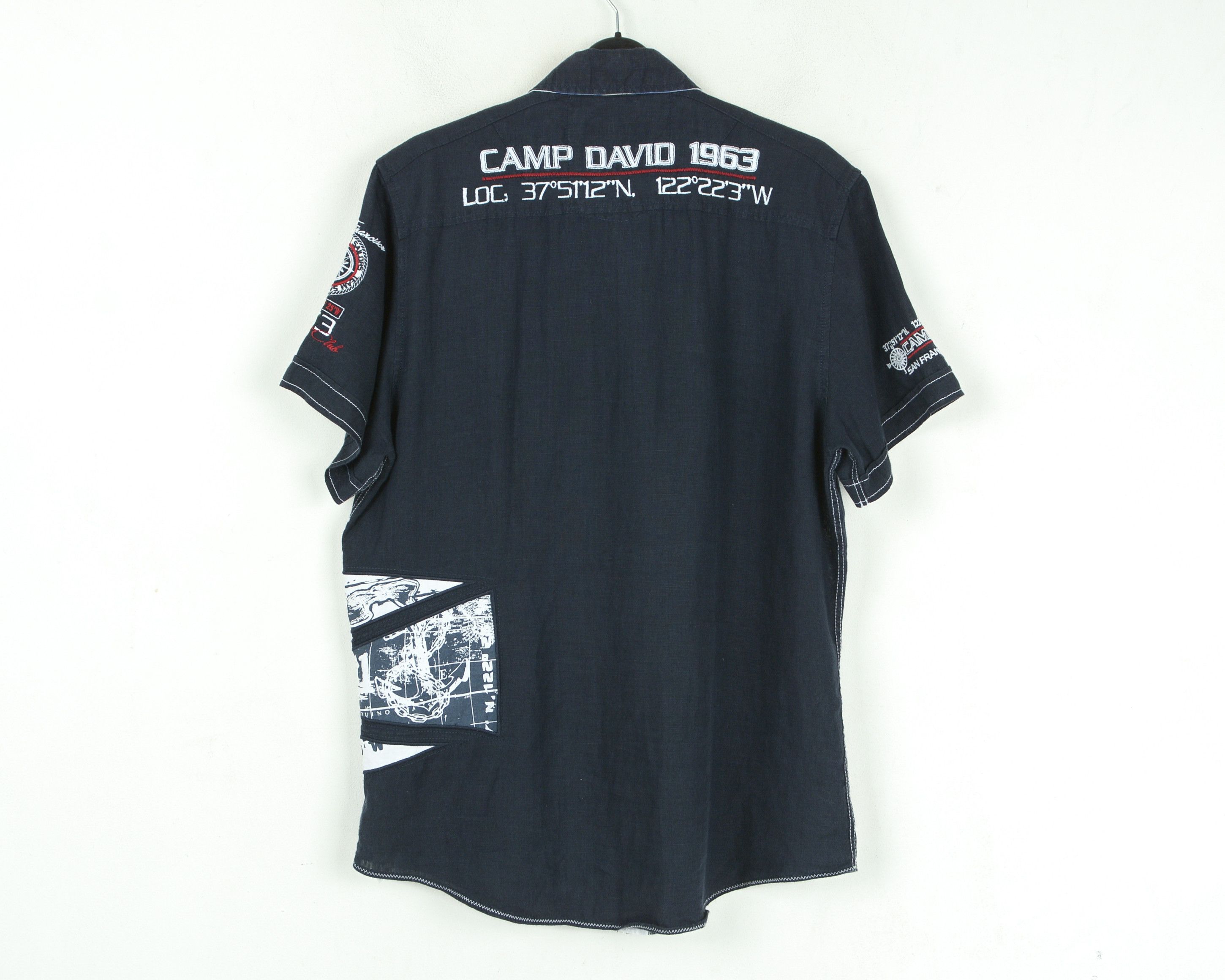 Camp David Linen Shirt M Muscule Fit ShortSleeve Casual Embroidery Flax Size US M / EU 48-50 / 2 - 4 Thumbnail
