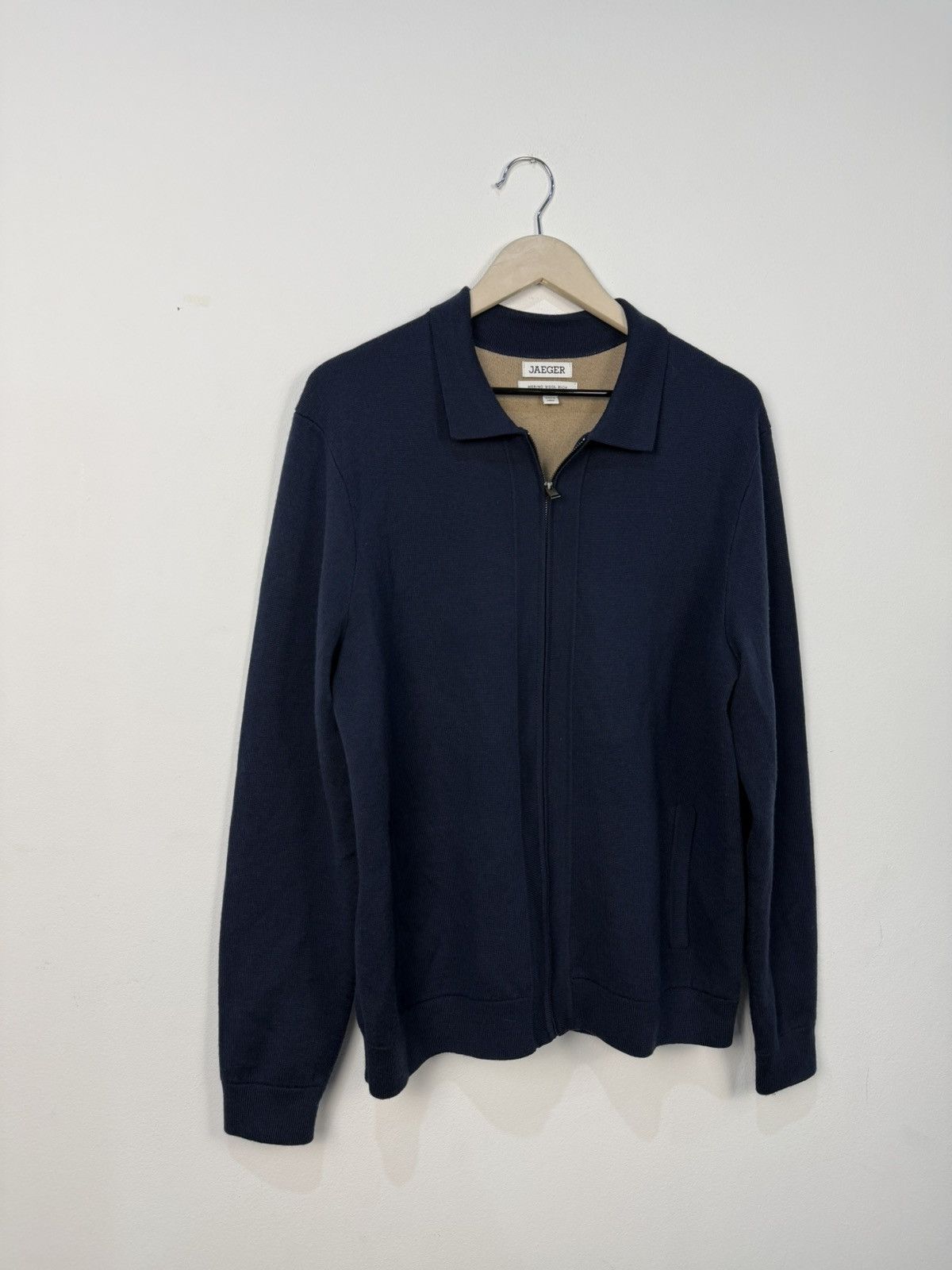 Jaeger Jaeger Blue Wool Zip Sweathirt Size US L / EU 52-54 / 3 - 3 Thumbnail
