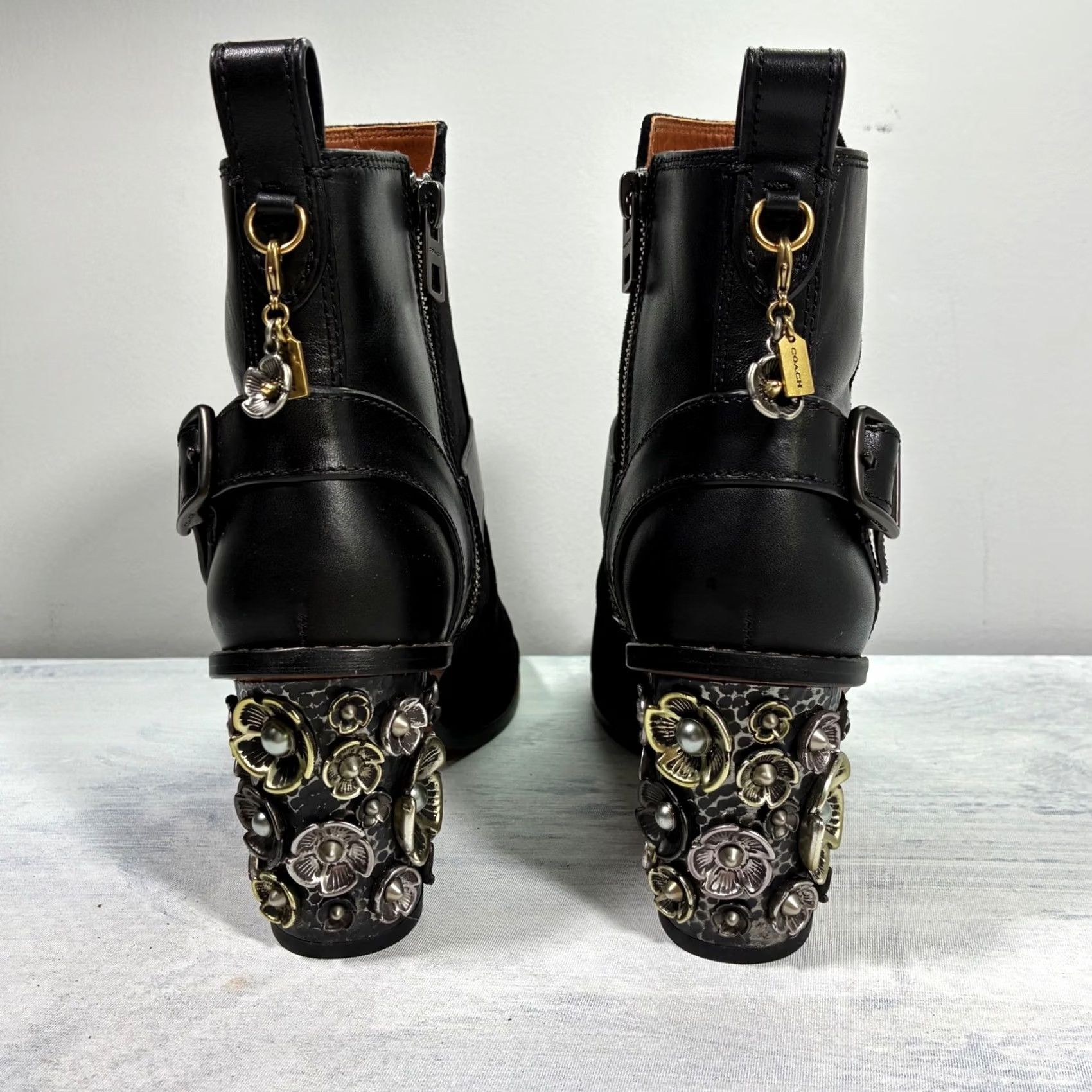 Coach Coach Black Leather Suede Women's Bootie Block Heel 5 Size US 9 / IT 39 - 5 Thumbnail