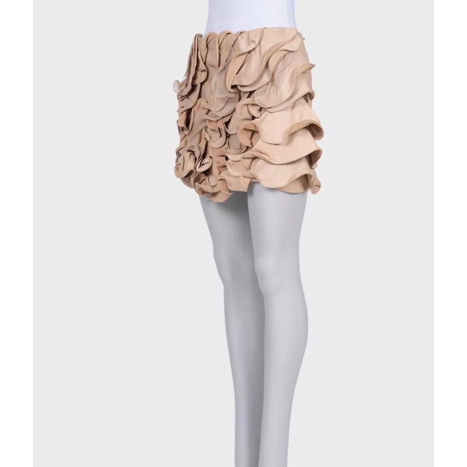 Valentino Valentino Beige Leather & Silk Mini Skirt Size M Size 28" / US 6 / IT 42 - 2 Thumbnail