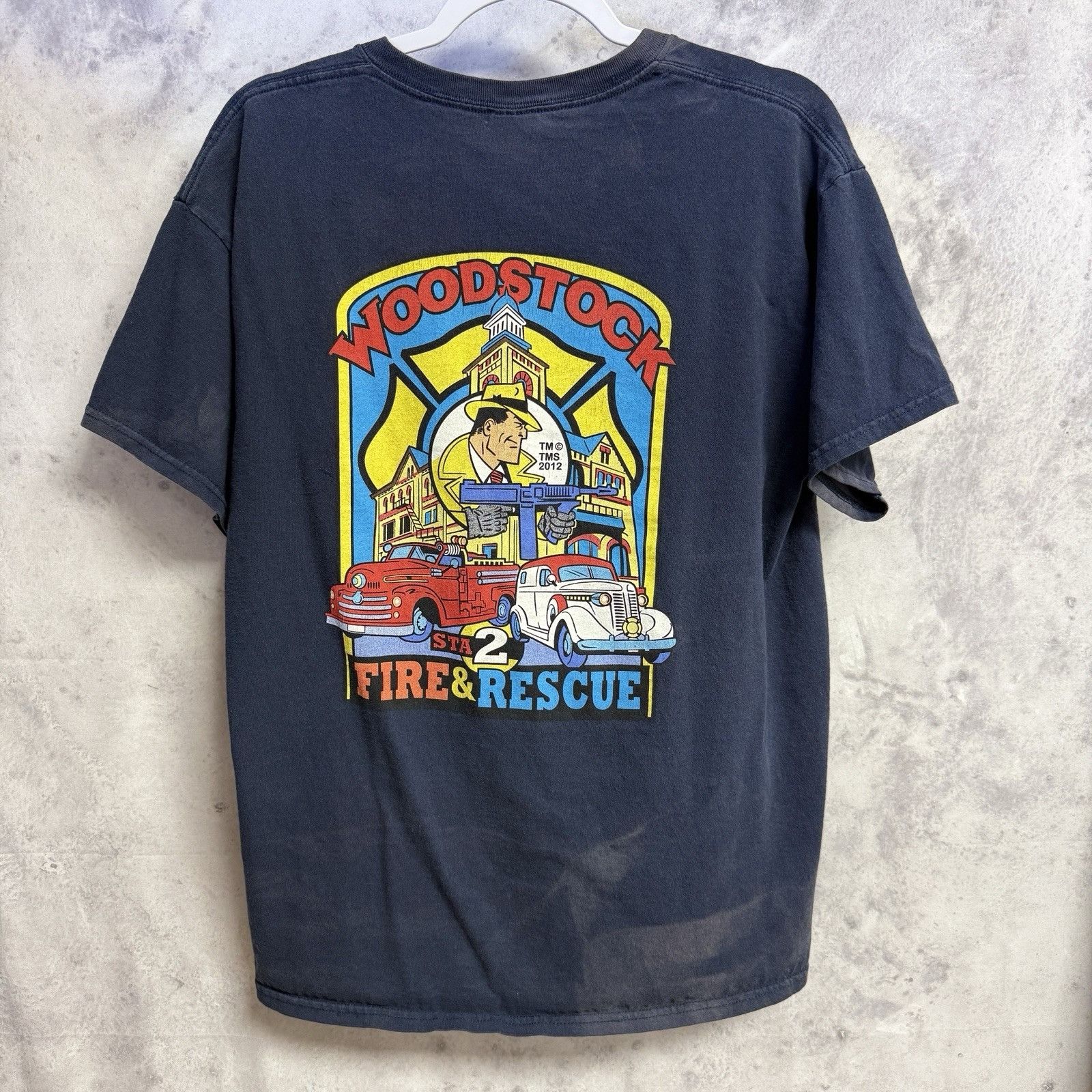 Vintage Woodstock Fire & Rescue T Shirt Mens L Blue Y2K Size US L / EU 52-54 / 3 - 1 Thumbnail