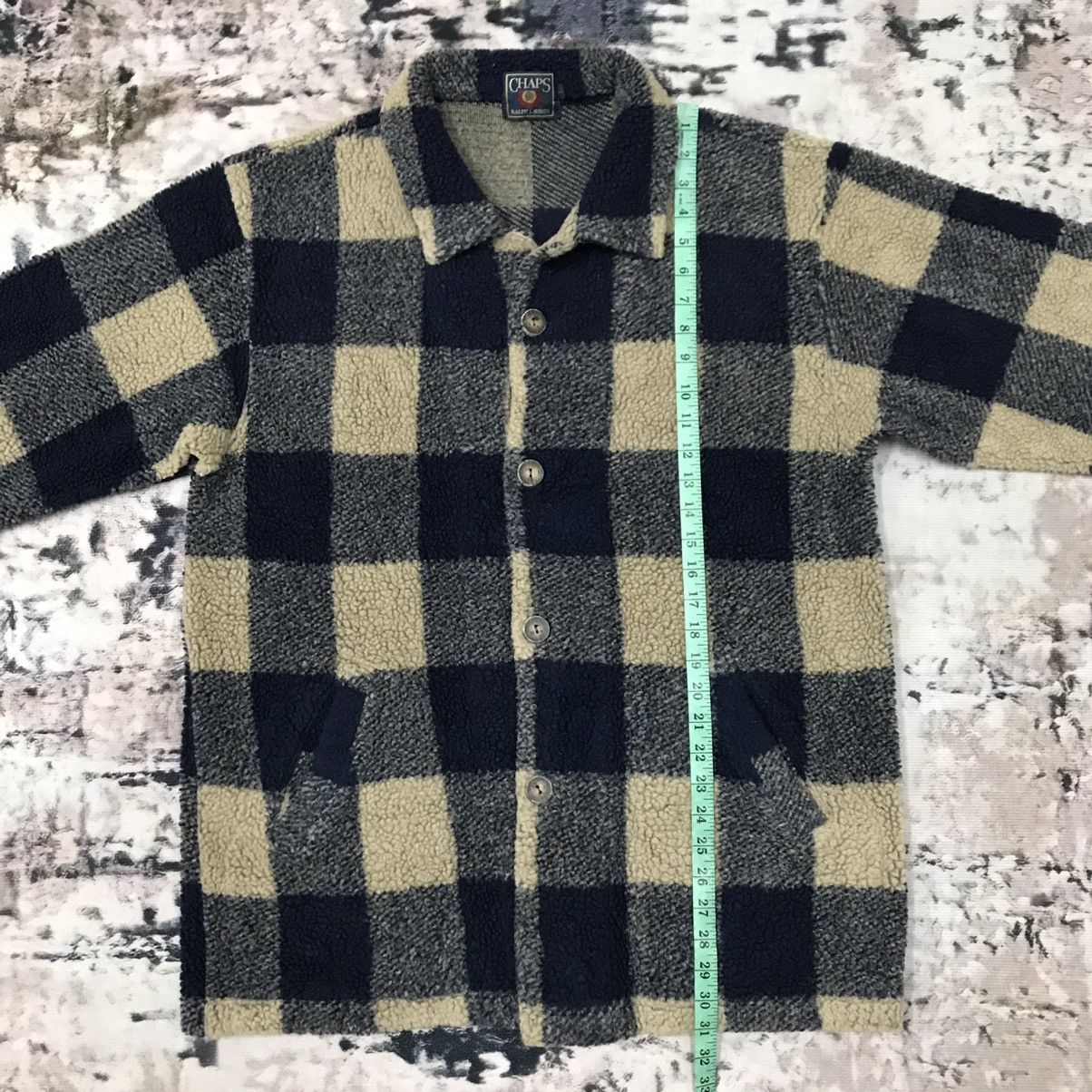 Chaps Ralph Lauren Chaps Ralph Lauren Wooden Button Plaid Checked Fleece Jacket Size US L / EU 52-54 / 3 - 13 Thumbnail
