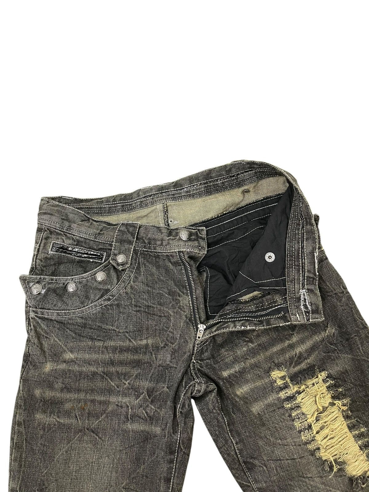 Japanese Brand Flare Jeans Shinehill Faded Distress Low Rise Boot Cut 1🟦4 Size US 30 / EU 46 - 10 Thumbnail