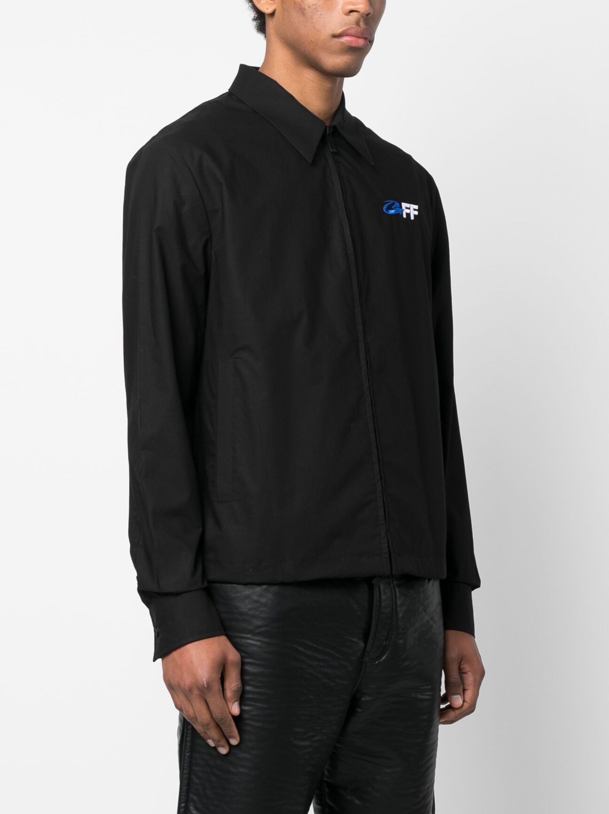 Off-White o1gr1nt1124 Exact Opp Zip Hybrid Shirt in Black Size US S / EU 44-46 / 1 - 4 Thumbnail