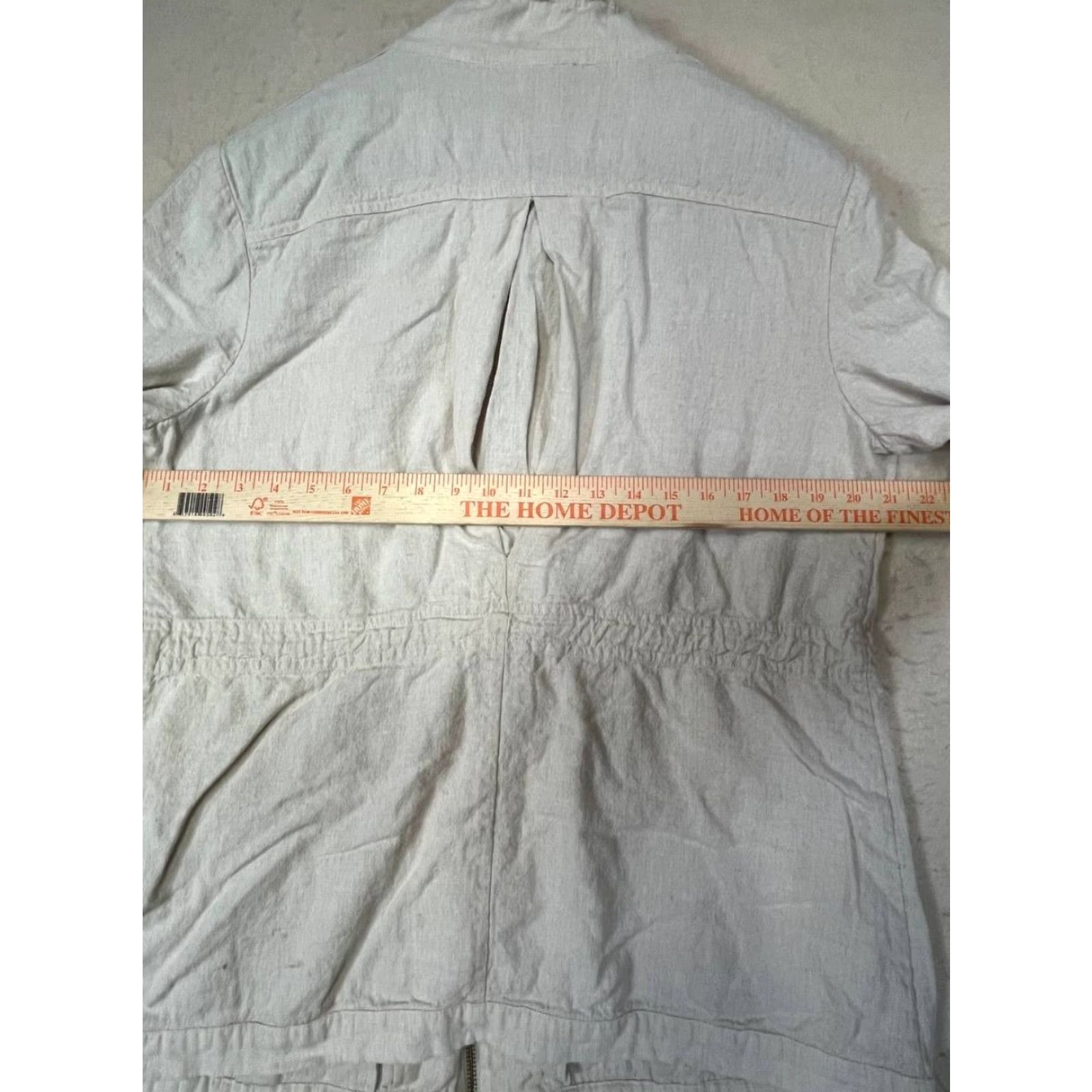 Vintage Marc New York Linen Blend Jacket Drawstring Women Beige XL Mid-Length Long Sleeve Zip Pocket 80s 90s Bohemian Classic Linen blazer Size XL / US 12-14 / IT 48-50 - 4 Thumbnail