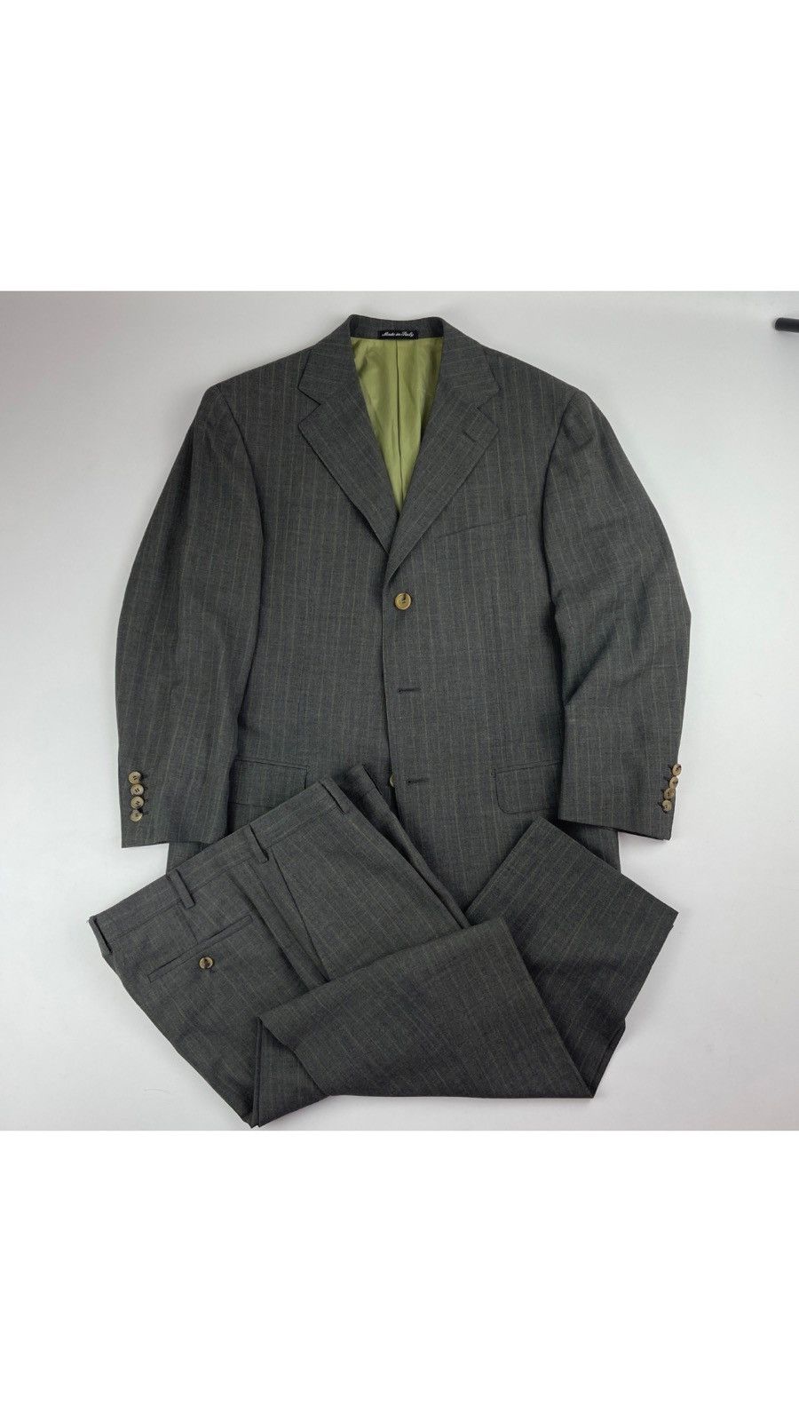 Designer × Pal Zileri Pal Zileri Stripped Single Breasted 3 Btn Suit Size 40R - 1 Thumbnail