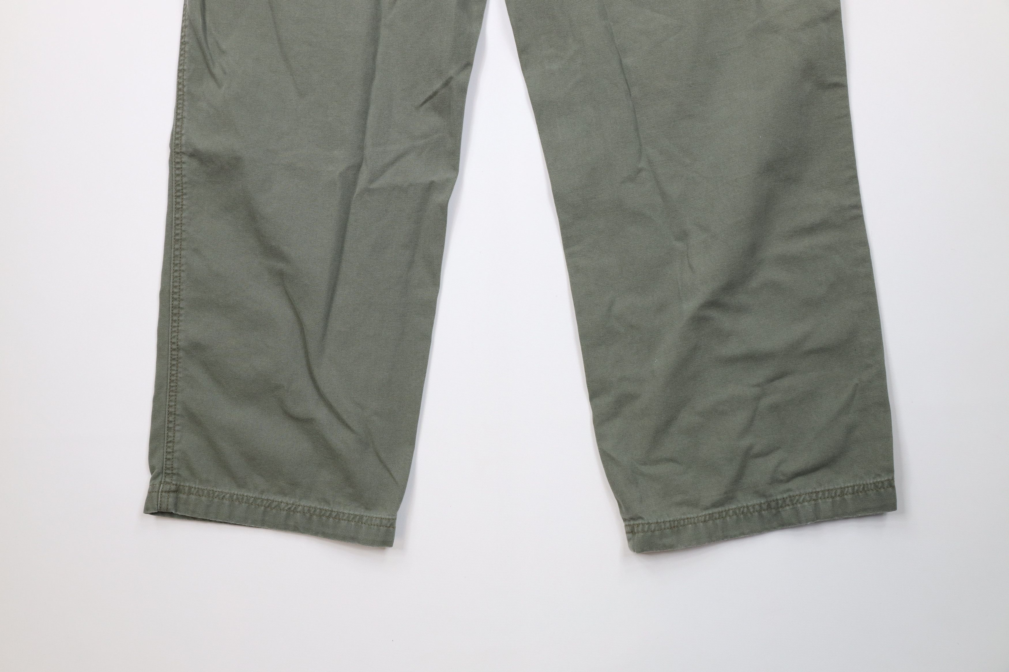 L.L. Bean Vintage LL Bean Canvas Wide Leg Cargo Pants Green Cotton Size US 40 / EU 56 - 12 Thumbnail