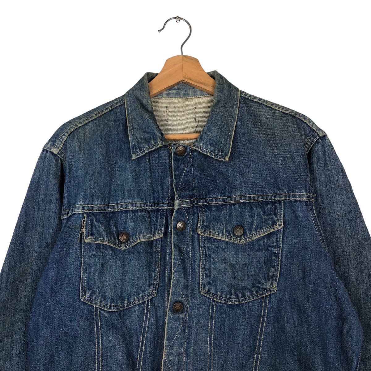 Japanese Brand 🔥Vintage Biker Denim Trucker Jacket Made Well Union Made Size US M / EU 48-50 / 2 - 3 Thumbnail