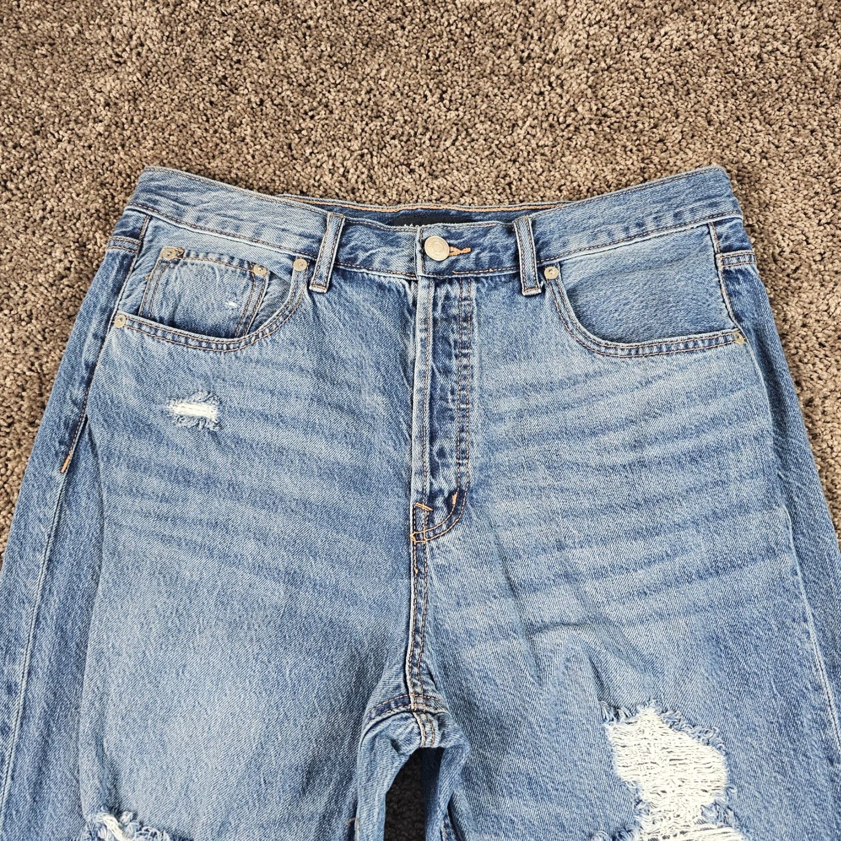 Vintage Aéropostale Jeans Womens 14 Straight Distressed Medium Wash Blue 90s 33x31 Size 33" - 2 Thumbnail
