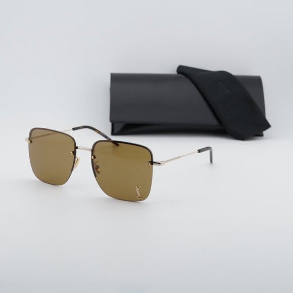 Saint Laurent Paris Saint Laurent SL 312 M 014 Sunglasses Gold Square Frame Size ONE SIZE - 10 Thumbnail
