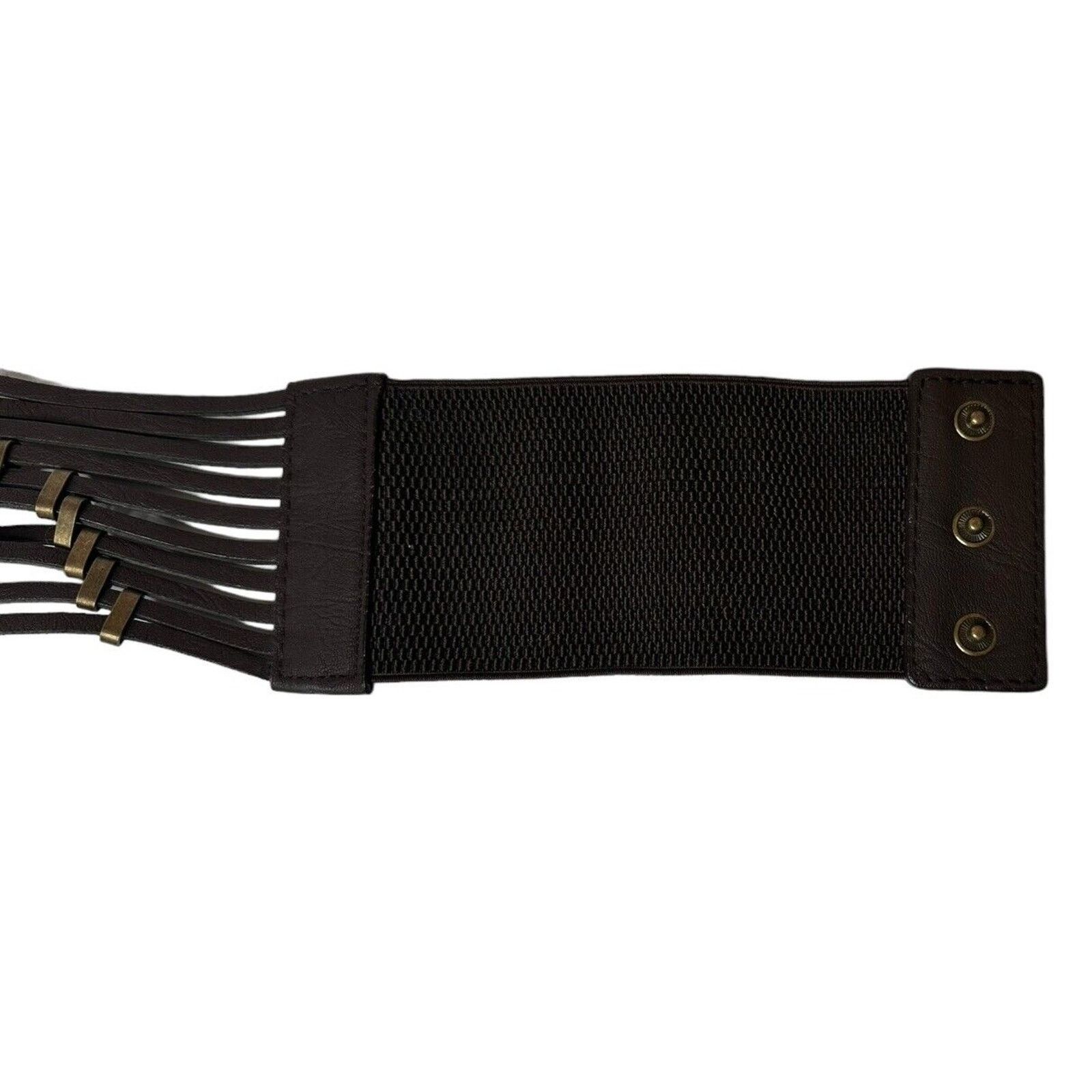 Other ANGIE Wide Brown Beaded Faux Leather Elastic Stretch Belt Size ONE SIZE - 7 Thumbnail