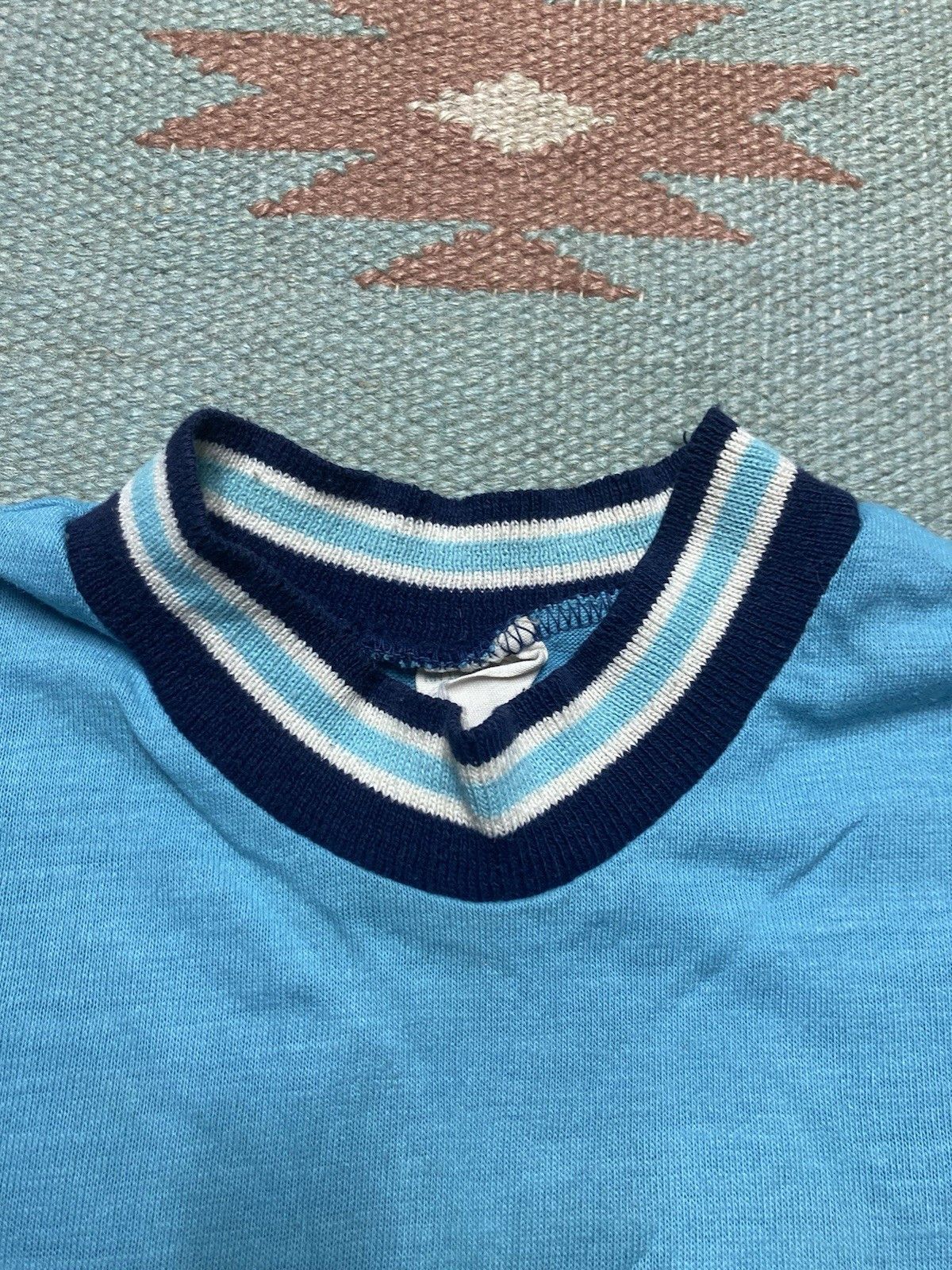 Vintage 60s tshirt light blue soft acrylic boys 6 womens XS Baby tee Size XS / US 0-2 / IT 36-38 - 5 Thumbnail