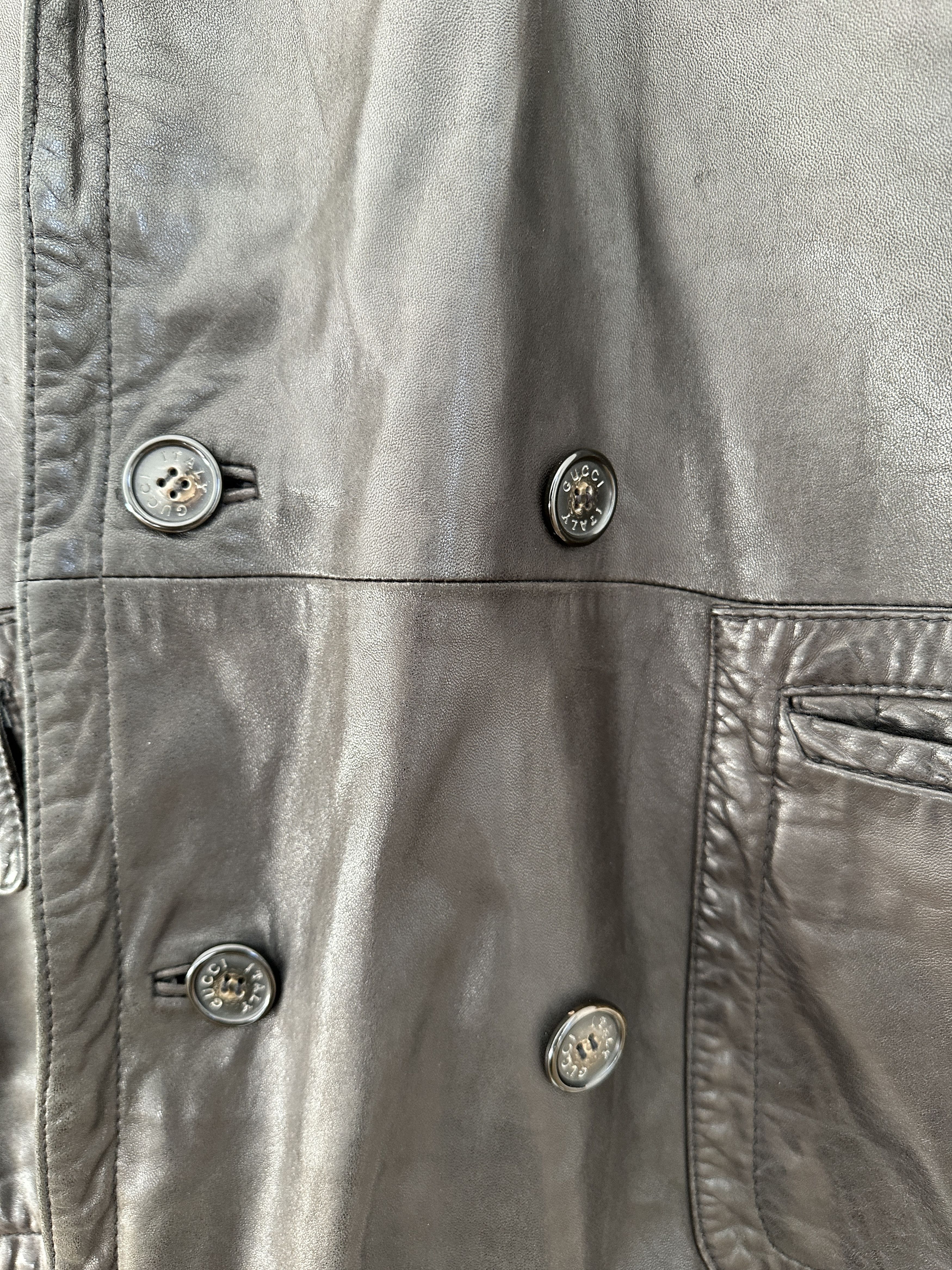 Gucci Men's Gucci Tom Ford Era Pea Coat Jacket Leather AUTHENTIC Size US M / EU 48-50 / 2 - 4 Thumbnail