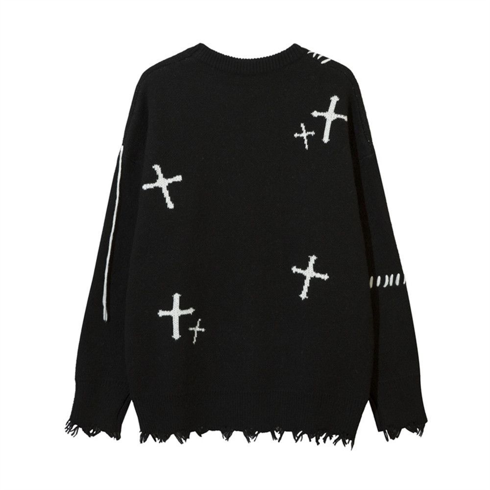 Vintage Men's retro cross print knitted sweater Size US M / EU 48-50 / 2 - 2 Thumbnail