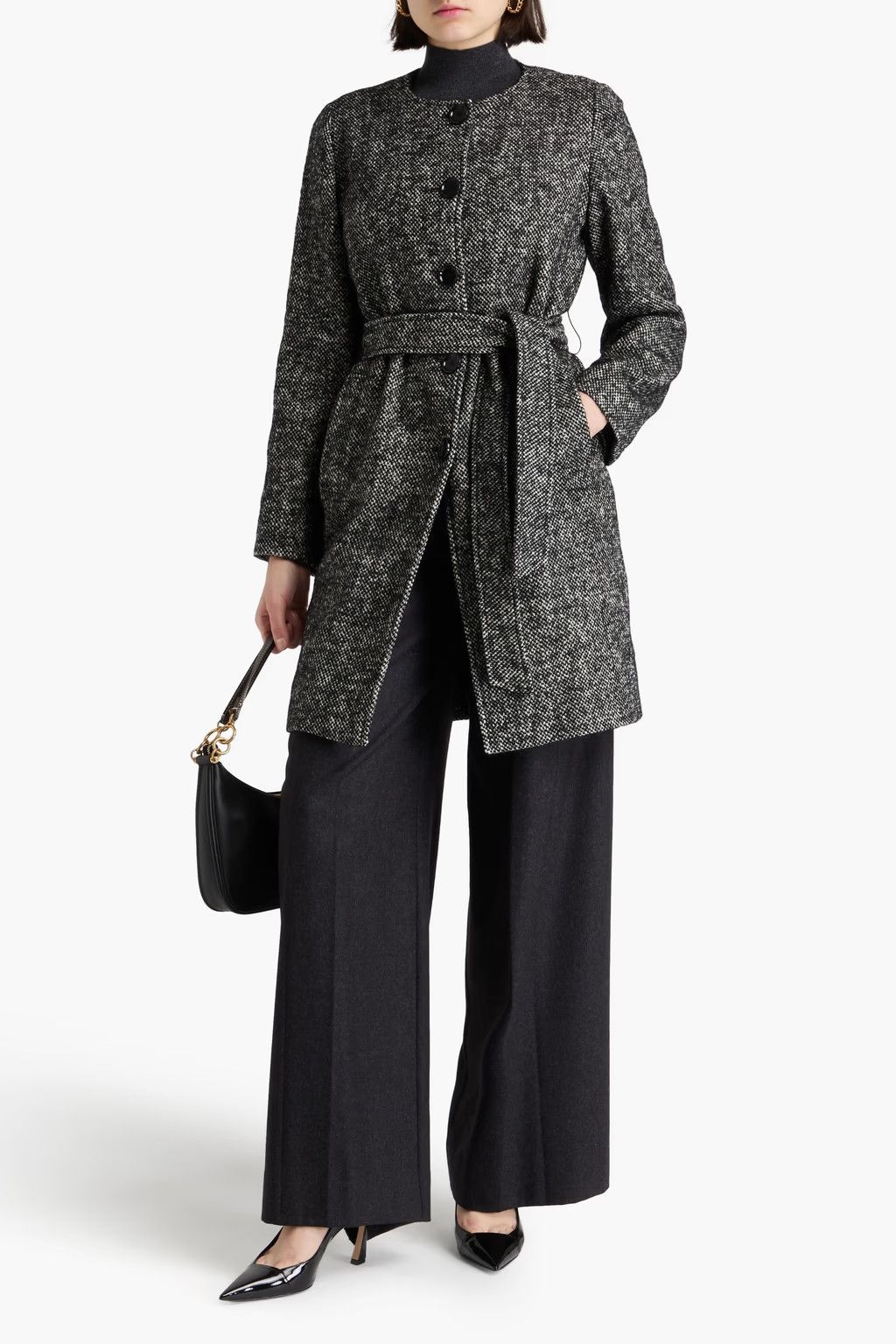 Dolce & Gabbana o1y0825 Belted Coat in Black/White Size M / US 6-8 / IT 42-44 - 2 Thumbnail