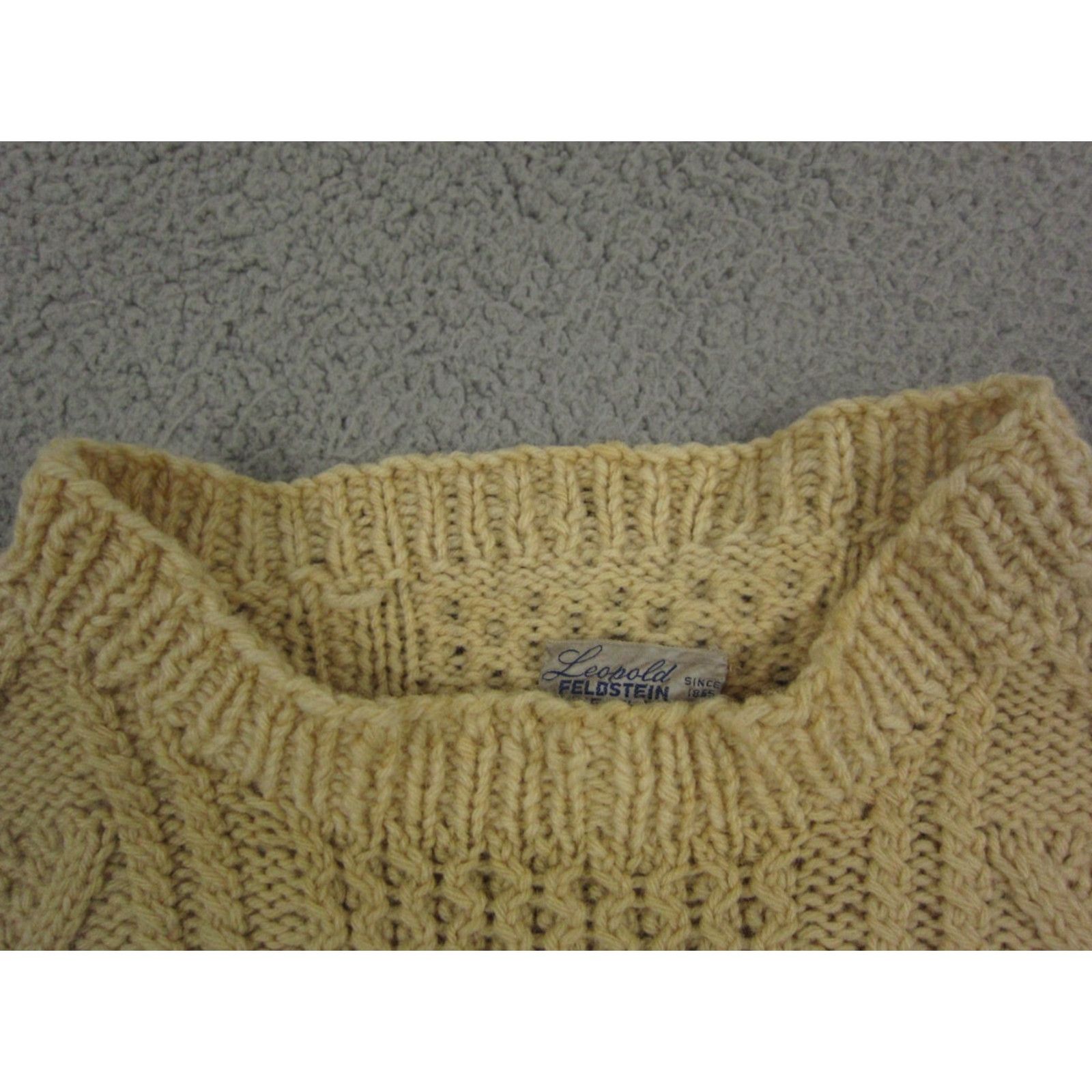 Vintage VINTAGE Mens 44 Brown Wool Cable-Knit Sweater Cardigan 50s 60s True Vintage Crew Neck Size US XXL / EU 58 / 5 - 5 Thumbnail