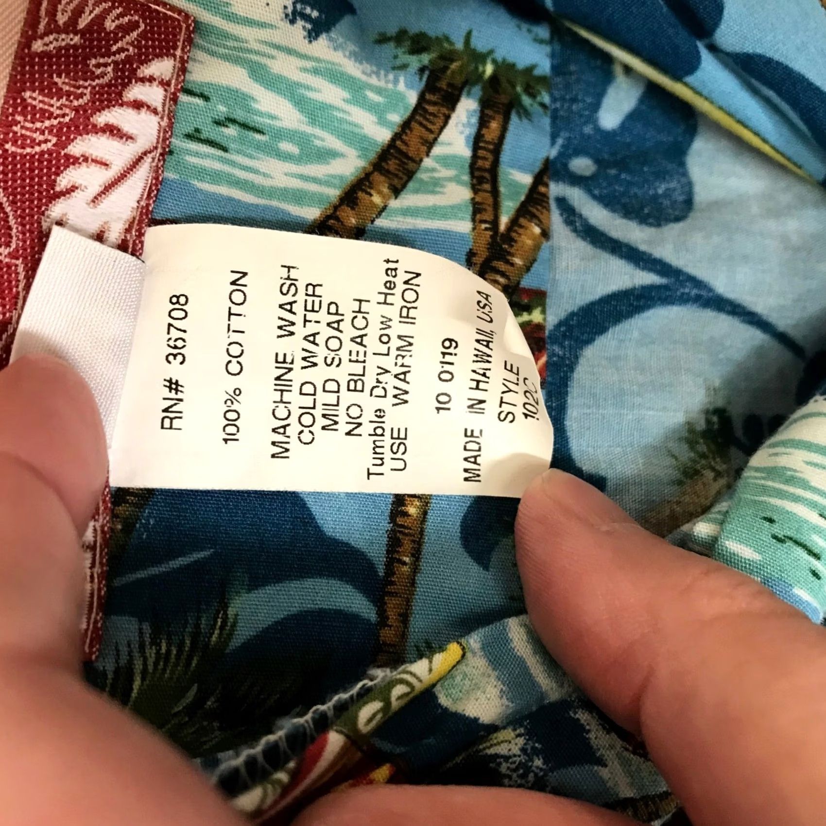 Vintage RJC Hawaiian Surfboard Palm Tree Print Button Up Shirt Men's M Blue Size US M / EU 48-50 / 2 - 7 Thumbnail