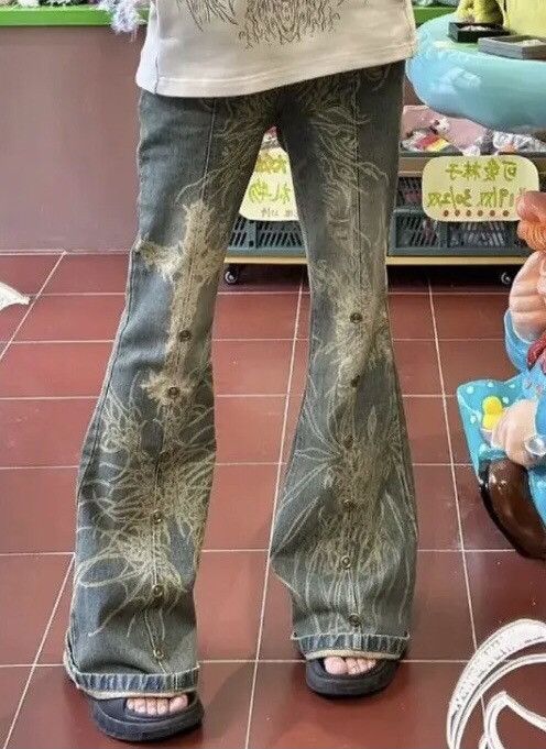 Japanese Brand × Vintage japanese denim w crazy print Size US 29 - 4 Thumbnail