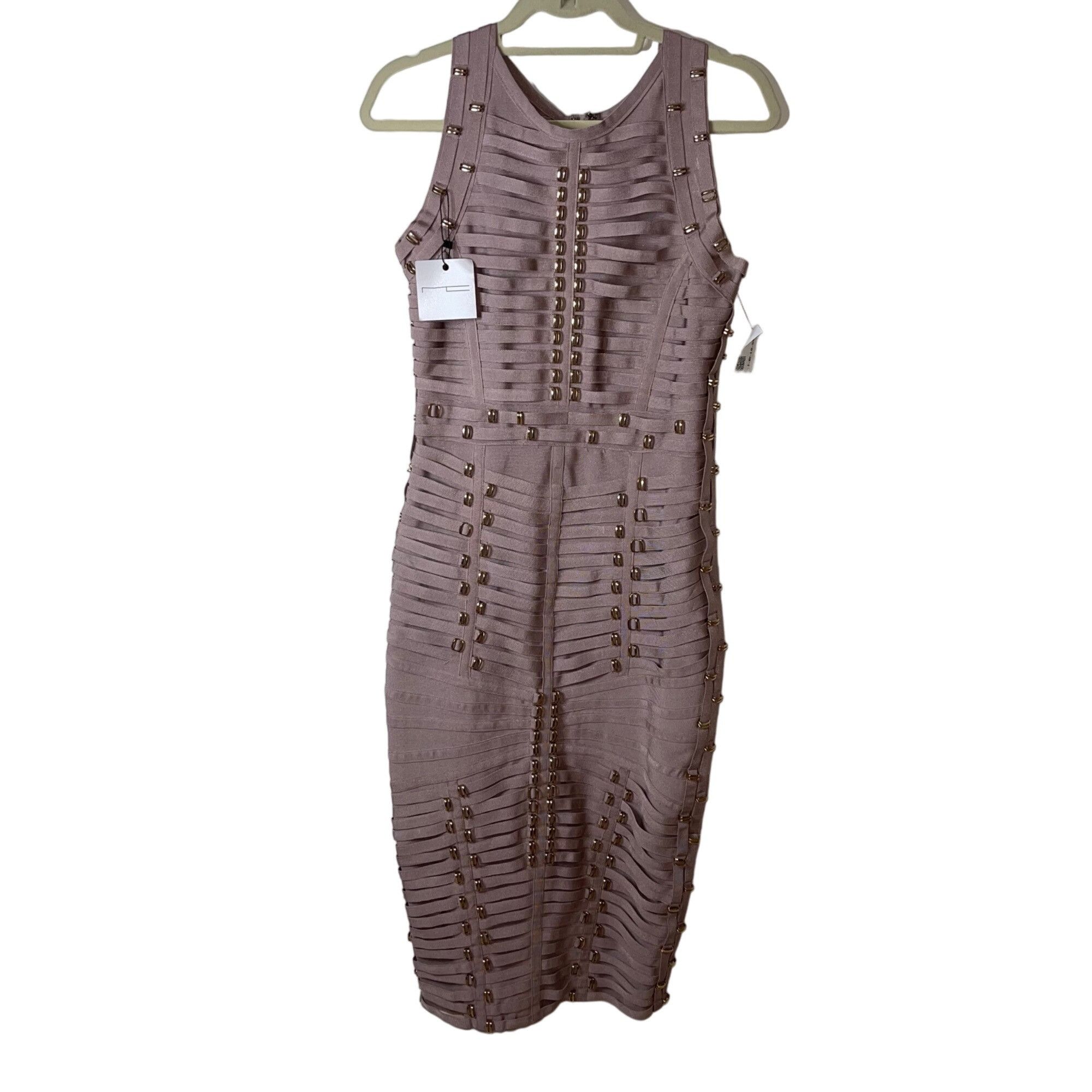 image of Michael Costello Womens Dress Size Large Brown Bondage
