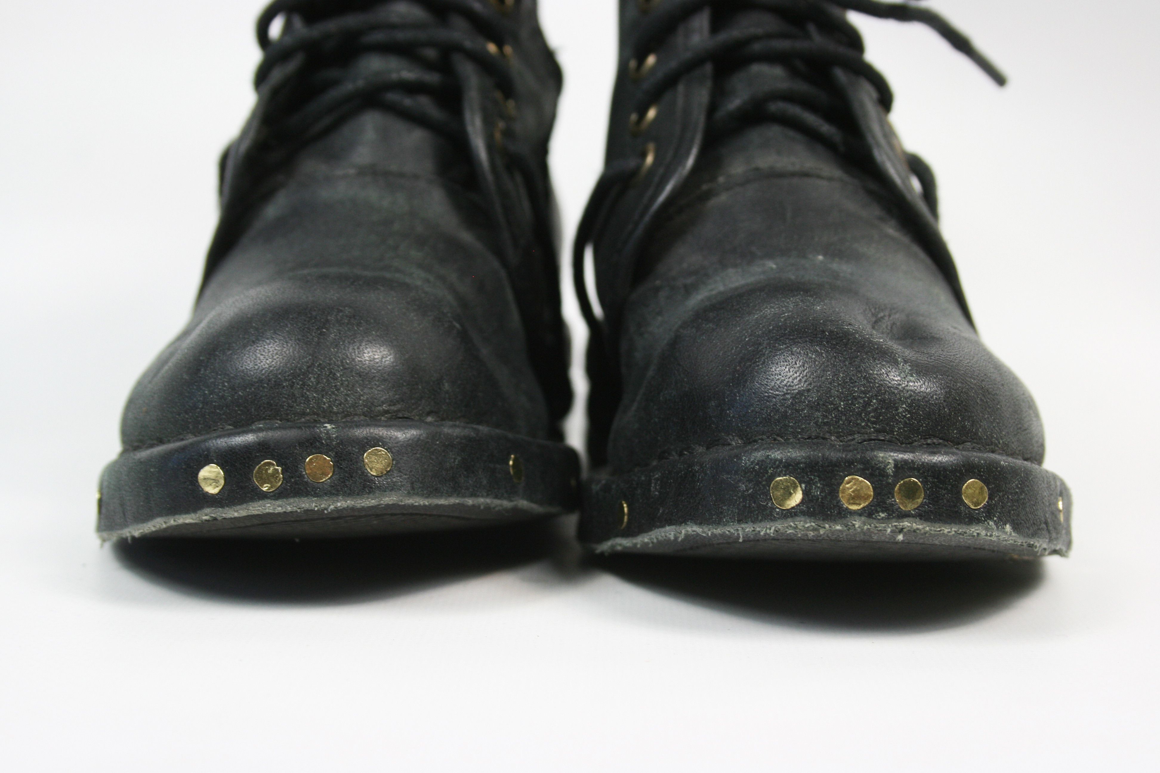 Jeffrey Campbell 00S Combat Y2K Leather Open Heel Boots Size US 5 / IT 35 - 3 Thumbnail