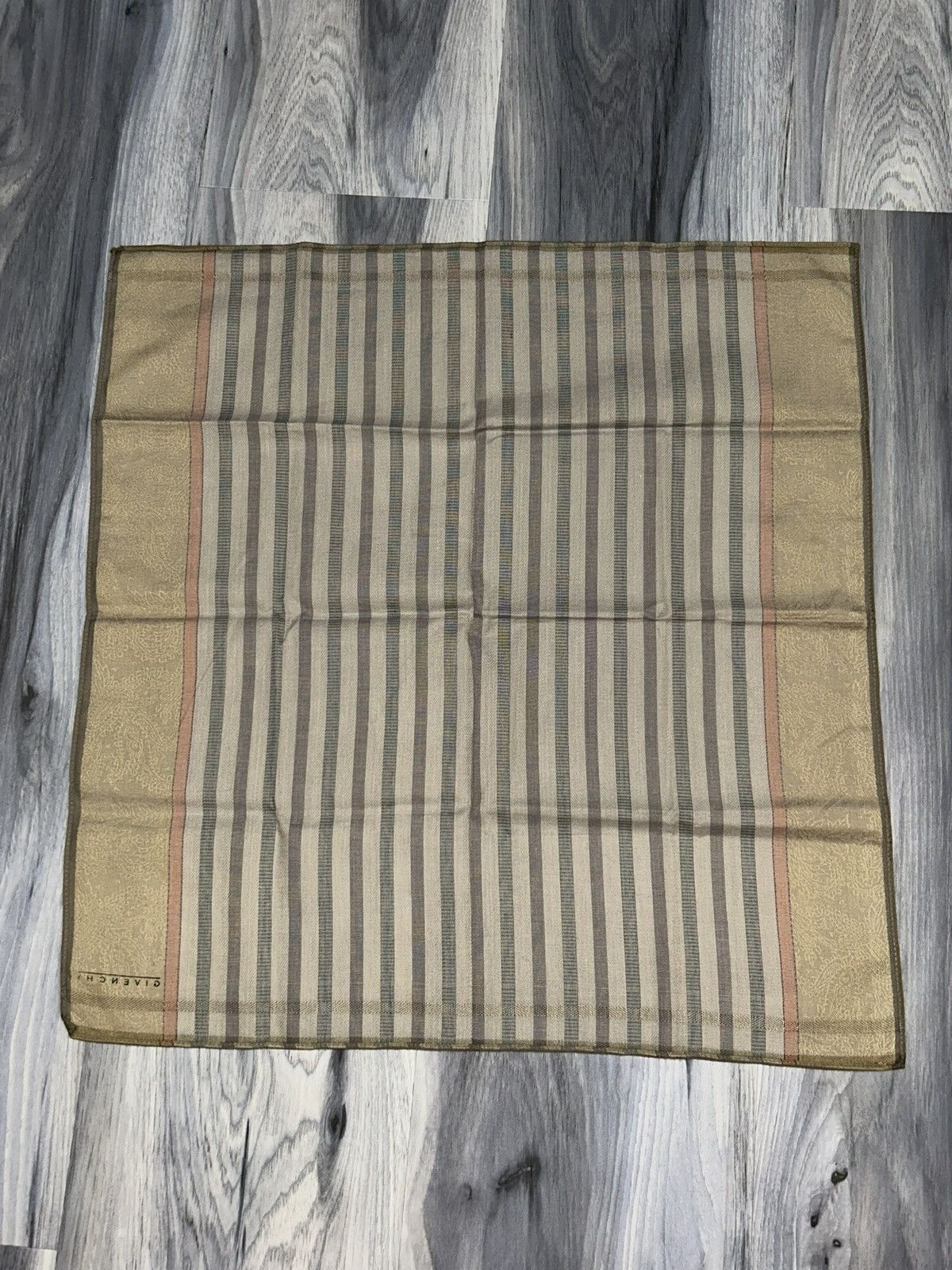 Givenchy Vintage Givenchy Green Striped Design Cotton Handkerchief Size ONE SIZE - 8 Thumbnail