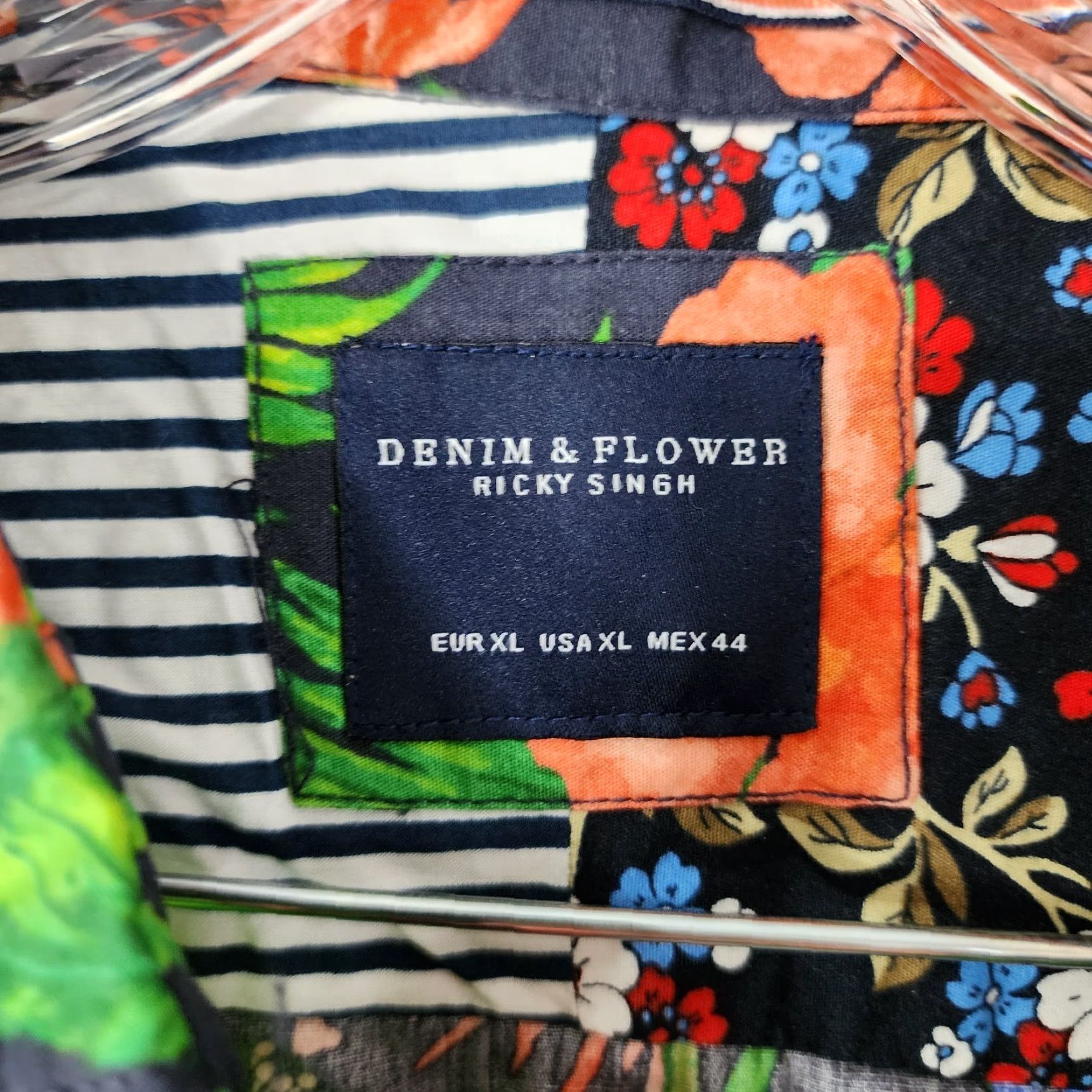 Denime Denim & Flower Shirt Mens XL Floral Button-Up Short Sleeve Blue Green - Denim & Flower Mens XL Floral Button-Up Shirt Short Sleeve Green Blue Size US 36 / EU 52 - 5 Thumbnail