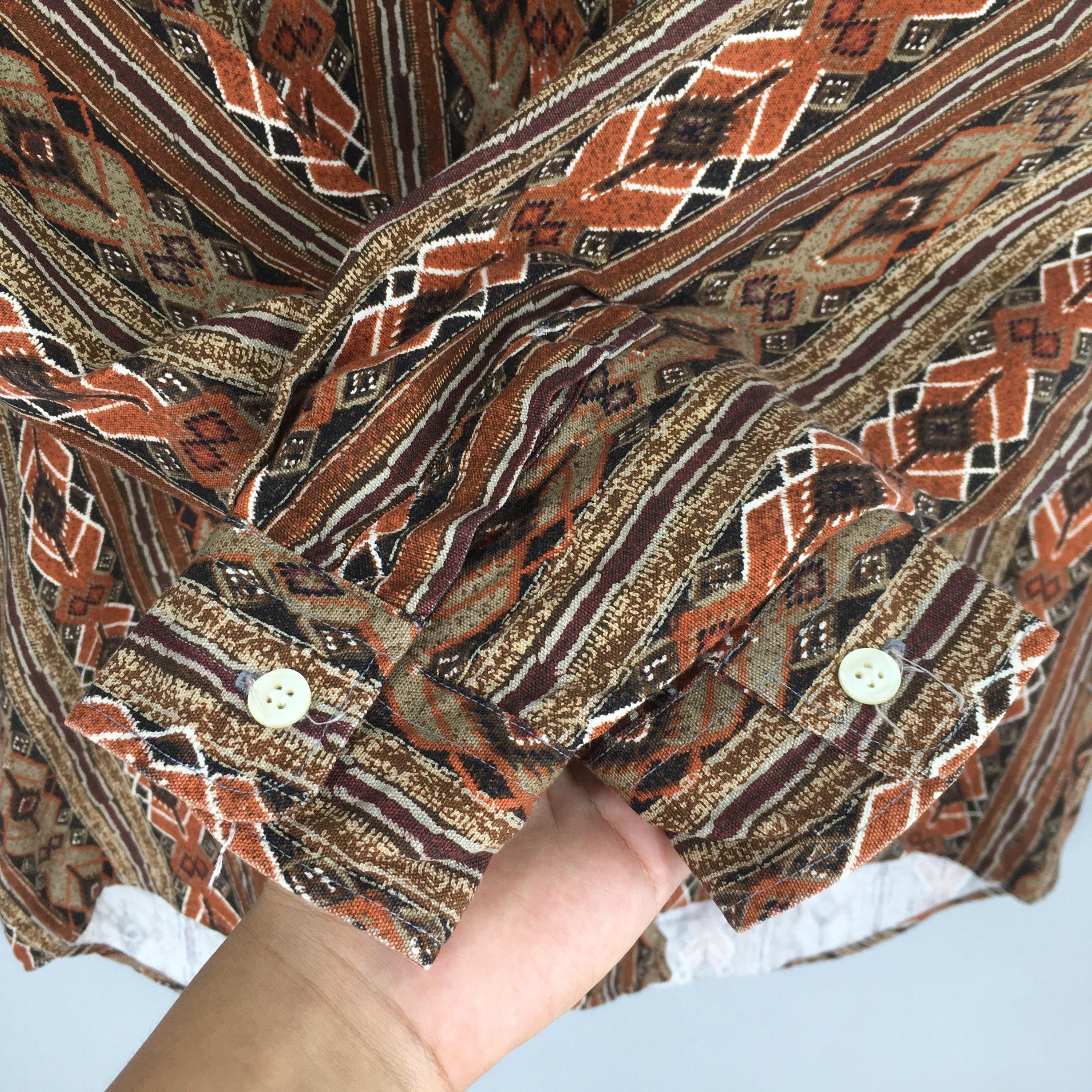 Flannel × Tribal Streetwear Vintage Baffy Abstract Tribal Aztec Pattern Shirt XLarge Size US XL / EU 56 / 4 - 4 Thumbnail