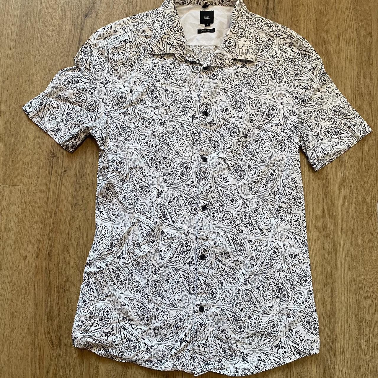 Other Paisley print short sleeve button up shirt in white Size US M / EU 48-50 / 2 - 1 Thumbnail