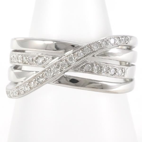 Other Other K18 White Gold Diamond Ring 11 Size 0.25ct Metal Ring in Excellent Condition Size ONE SIZE - 1 Thumbnail