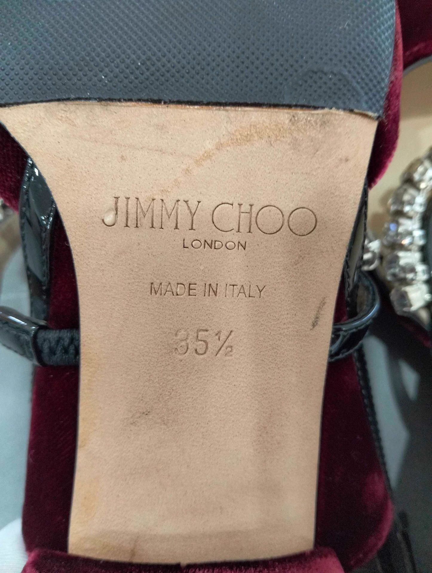 Jimmy Choo Jimmy Choo Burgundy Velvet Crystal Pumps Women's 35.5 Size US 5 / IT 35 - 8 Thumbnail