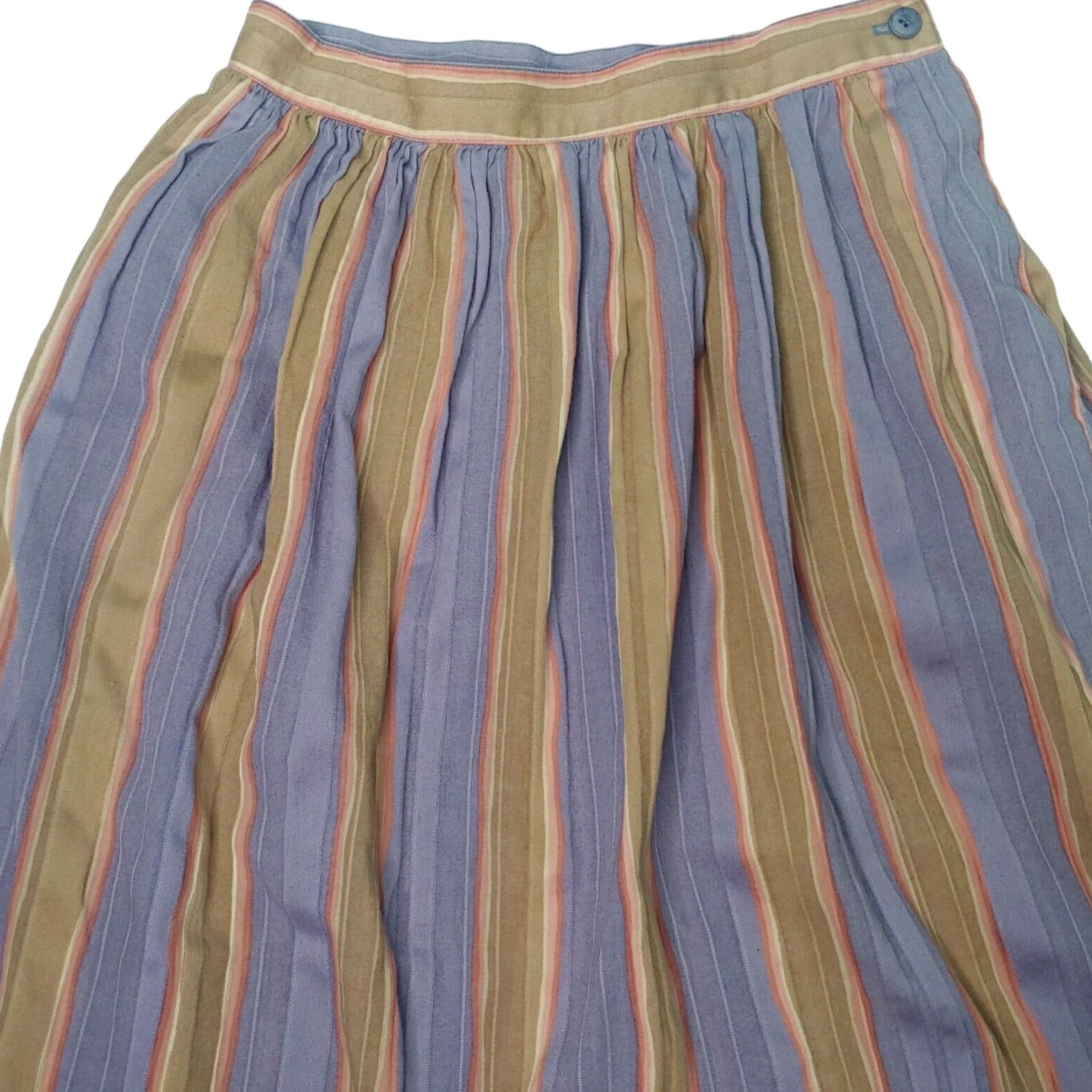Pinko VINTAGE Prophecy Midi Skirt Size 12 Purple Tan Pink Striped Woven Cotton Casual Womens Size 34" / US 12 / IT 48 - 3 Thumbnail