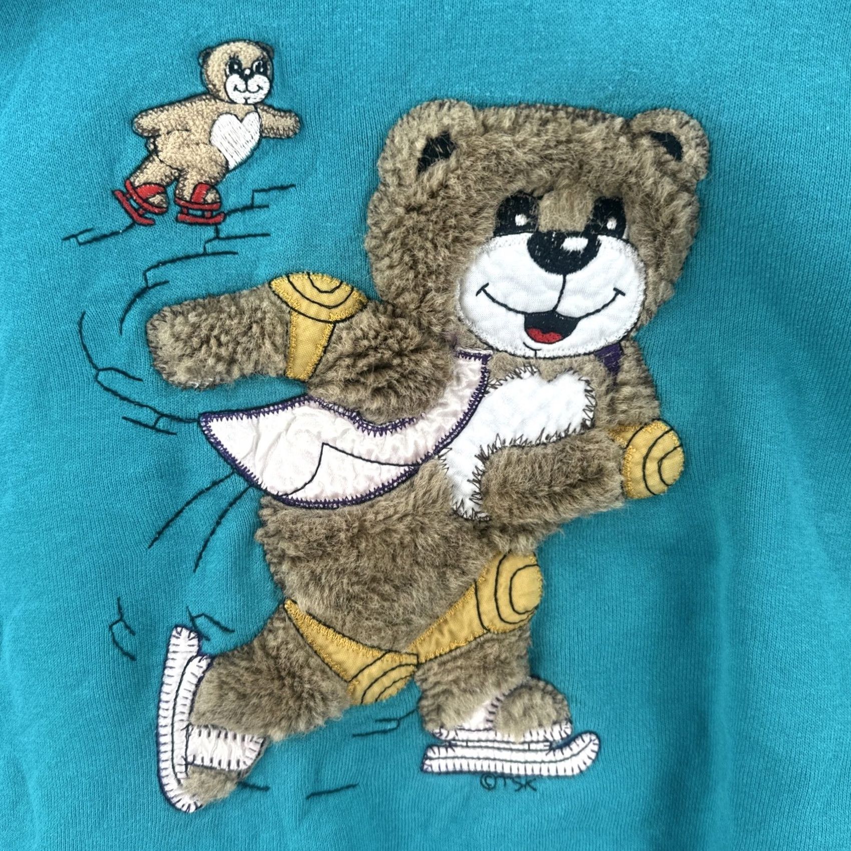 Vintage VINTAGE Unbranded Sweatshirt Shirt Mens L Green Raglan Embroidered 90s Arts & Crafts Skating Bears Size US L / EU 52-54 / 3 - 6 Thumbnail