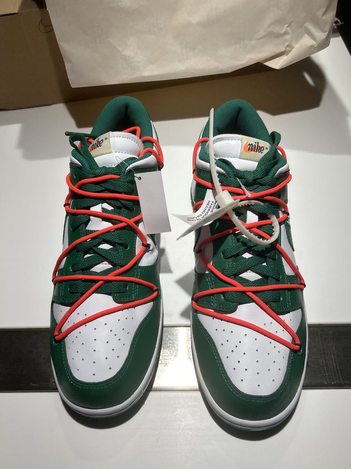 Nike × Off-White × Virgil Abloh Nike dunk low Off-White white/pine green Size US 11.5 / EU 44-45 - 3 Thumbnail