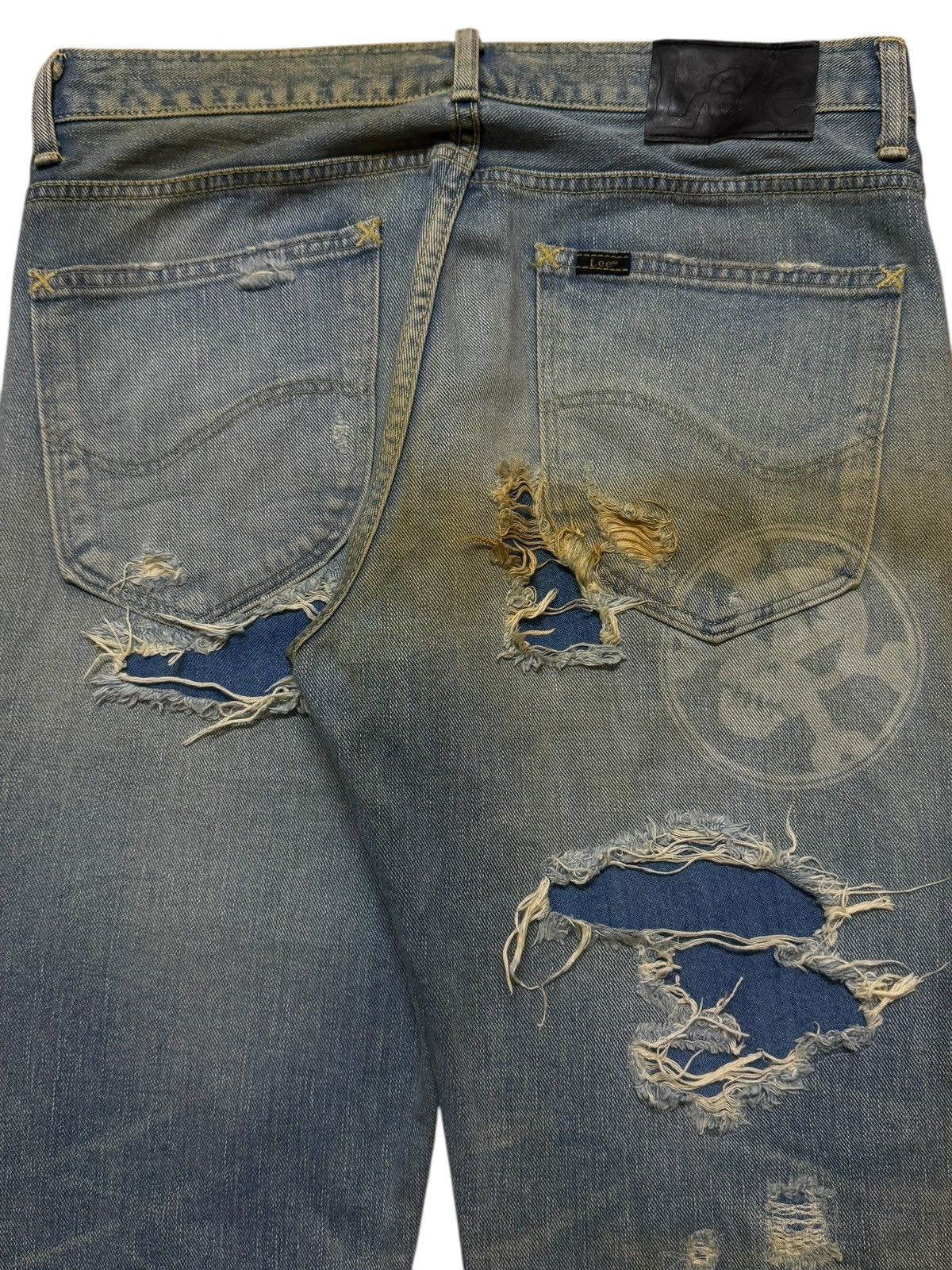 Lee Vintage 90s Lee Star Club Heavy Distressed Grunge Skull Logo Size US 31 - 5 Thumbnail