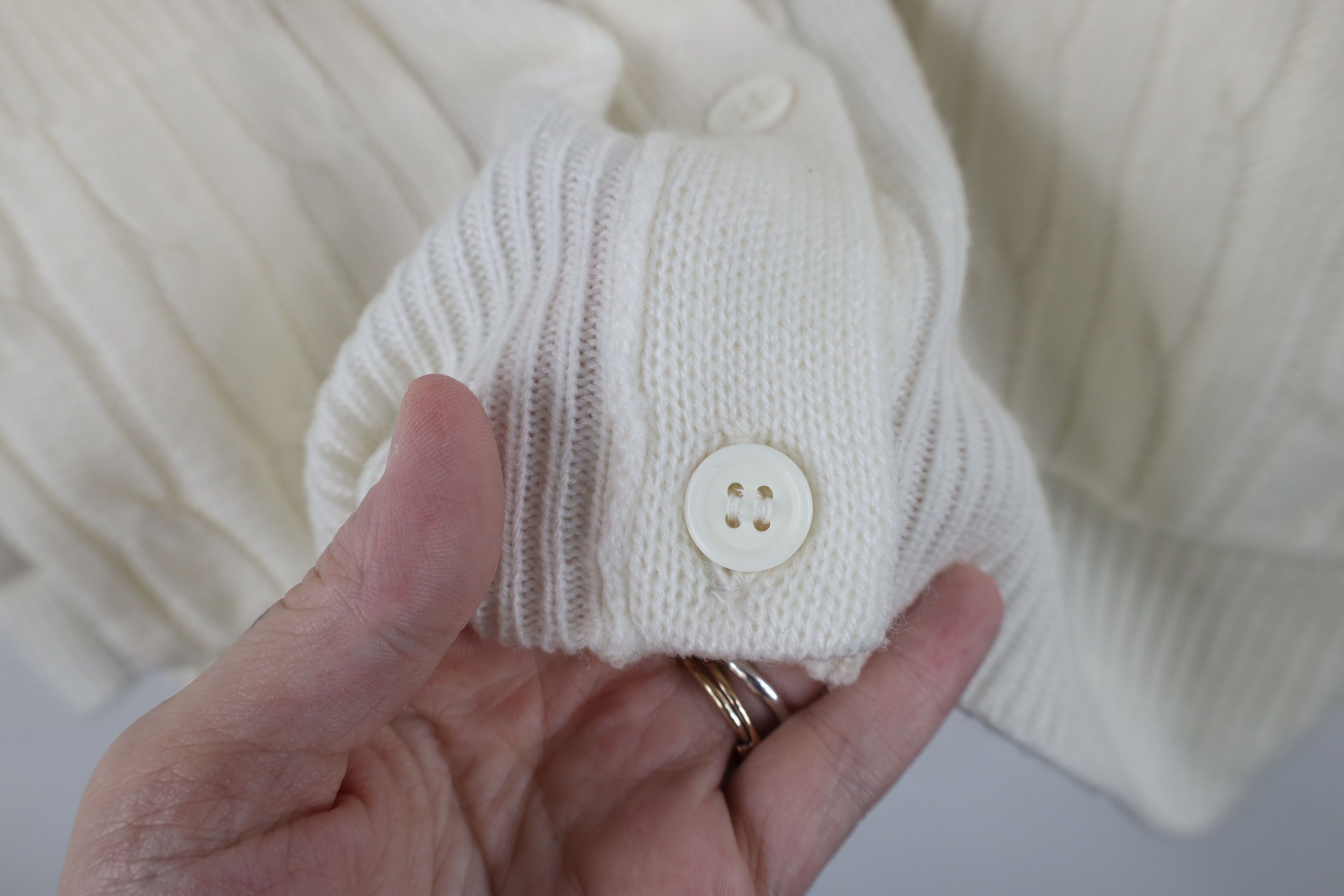 Vintage Vintage 90s Streetwear Knit Cardigan Sweater White Acrylic Size XL / US 12-14 / IT 48-50 - 8 Thumbnail