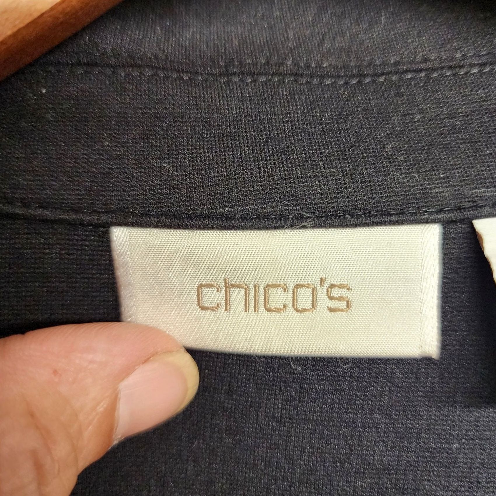 Vintage Chico's Blazer Women XL Black Double Breasted Button Jacket Career Stretch Classic Blazer Shirt Coat Winter Fall Spring Knit Size XL / US 12-14 / IT 48-50 - 3 Thumbnail