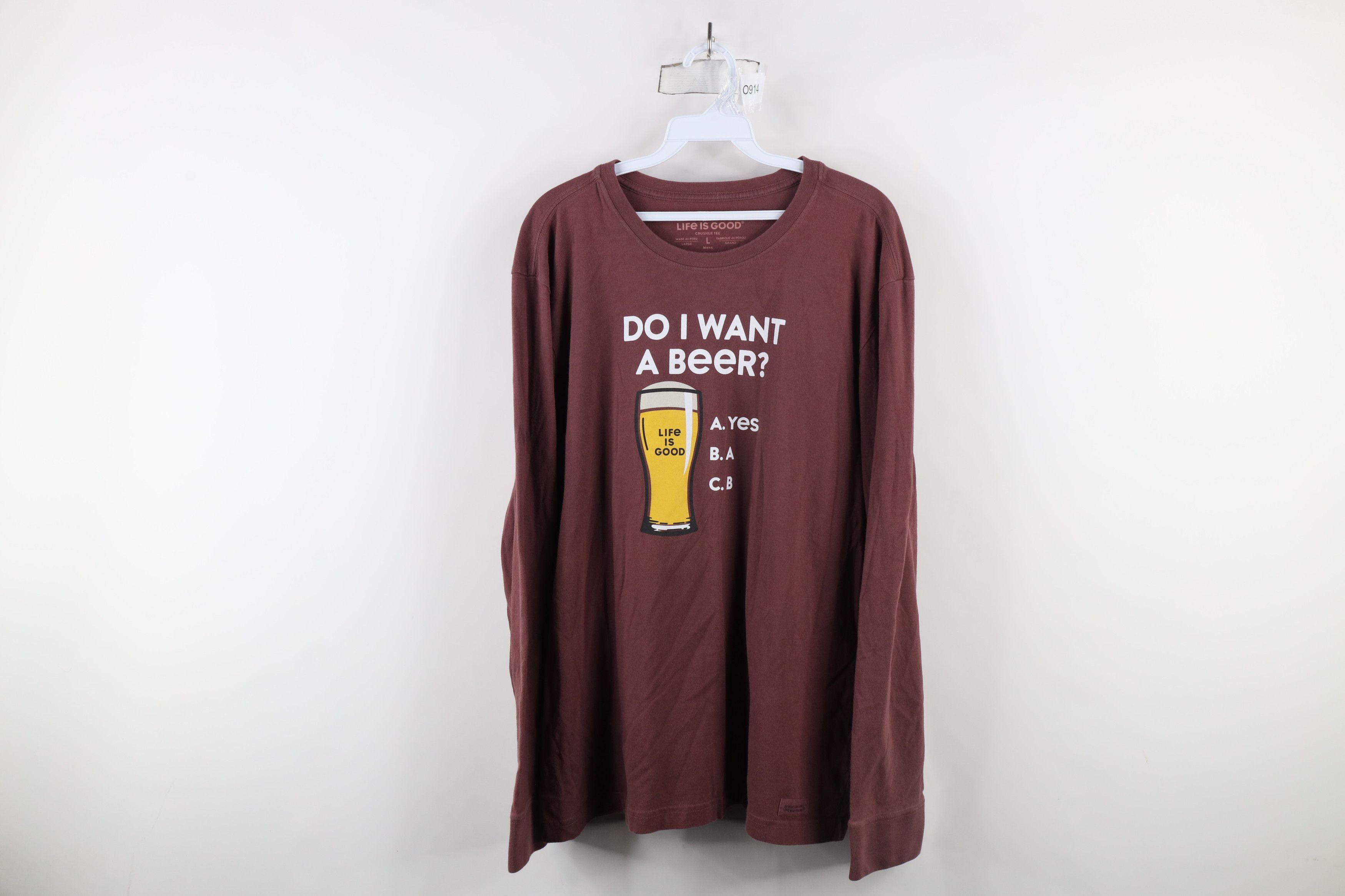 Life is Good × Vintage Life Is Good Do I Want A Beer Long Sleeve T-Shirt Red Size US L / EU 52-54 / 3 - 1 Thumbnail