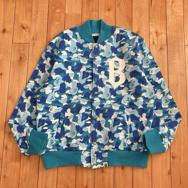 Bape BAPE ABC CAMO BLUE Sweat Varsity Jacket a bathing ape NIGO Size US L / EU 52-54 / 3 - 1 Thumbnail