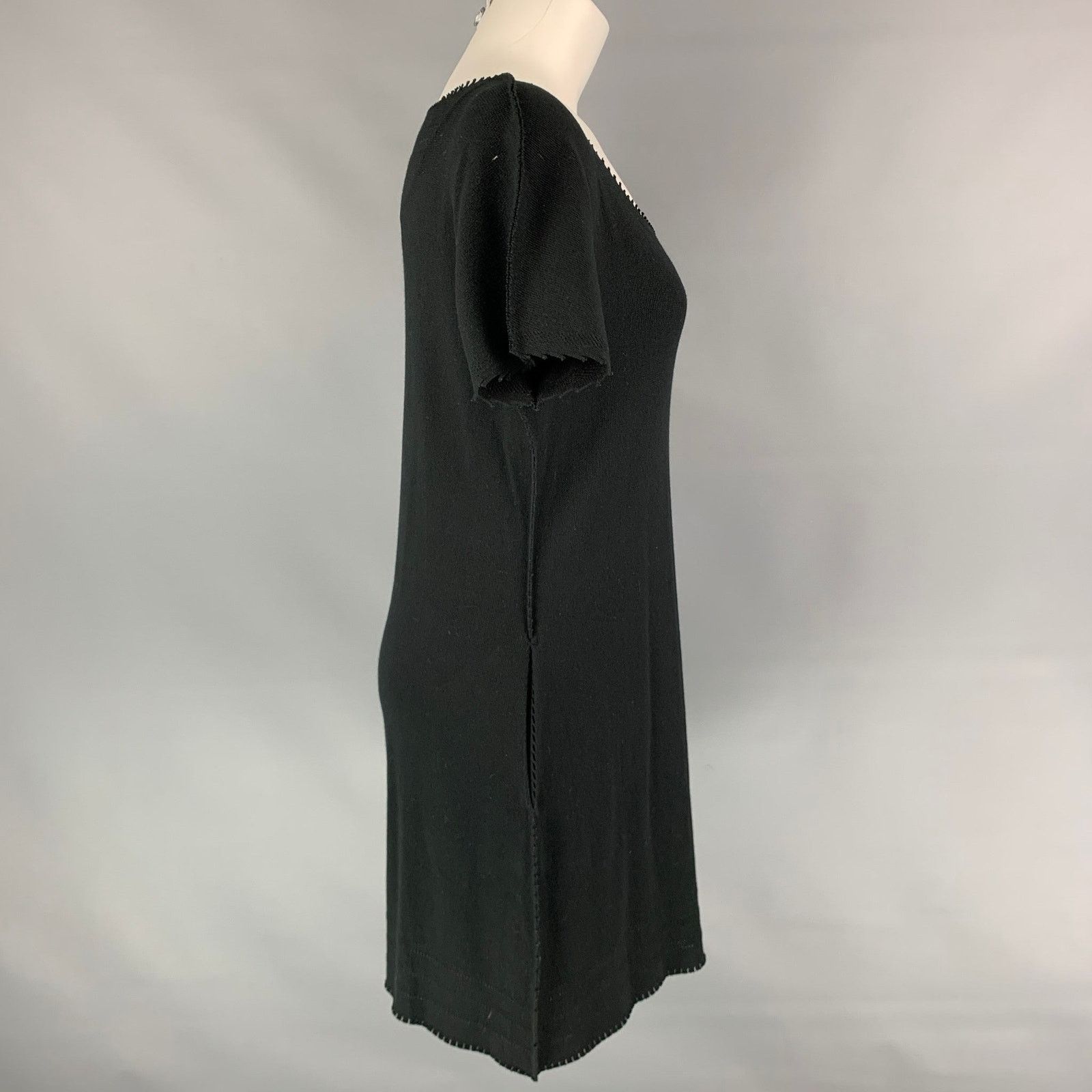 Issey Miyake ISSEY MIYAKE Size M Black Knitted Raw Edged Shift Dress Size M / US 6-8 / IT 42-44 - 3 Thumbnail