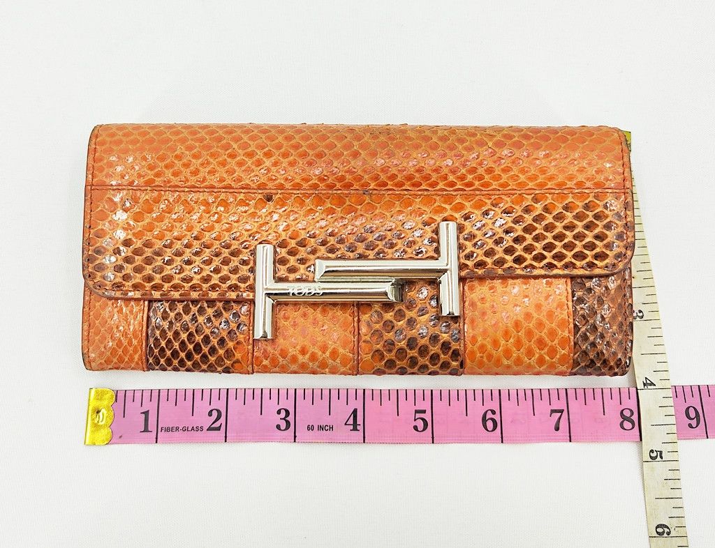 Tod's TODS snake skin orange button wallet Size ONE SIZE - 14 Thumbnail