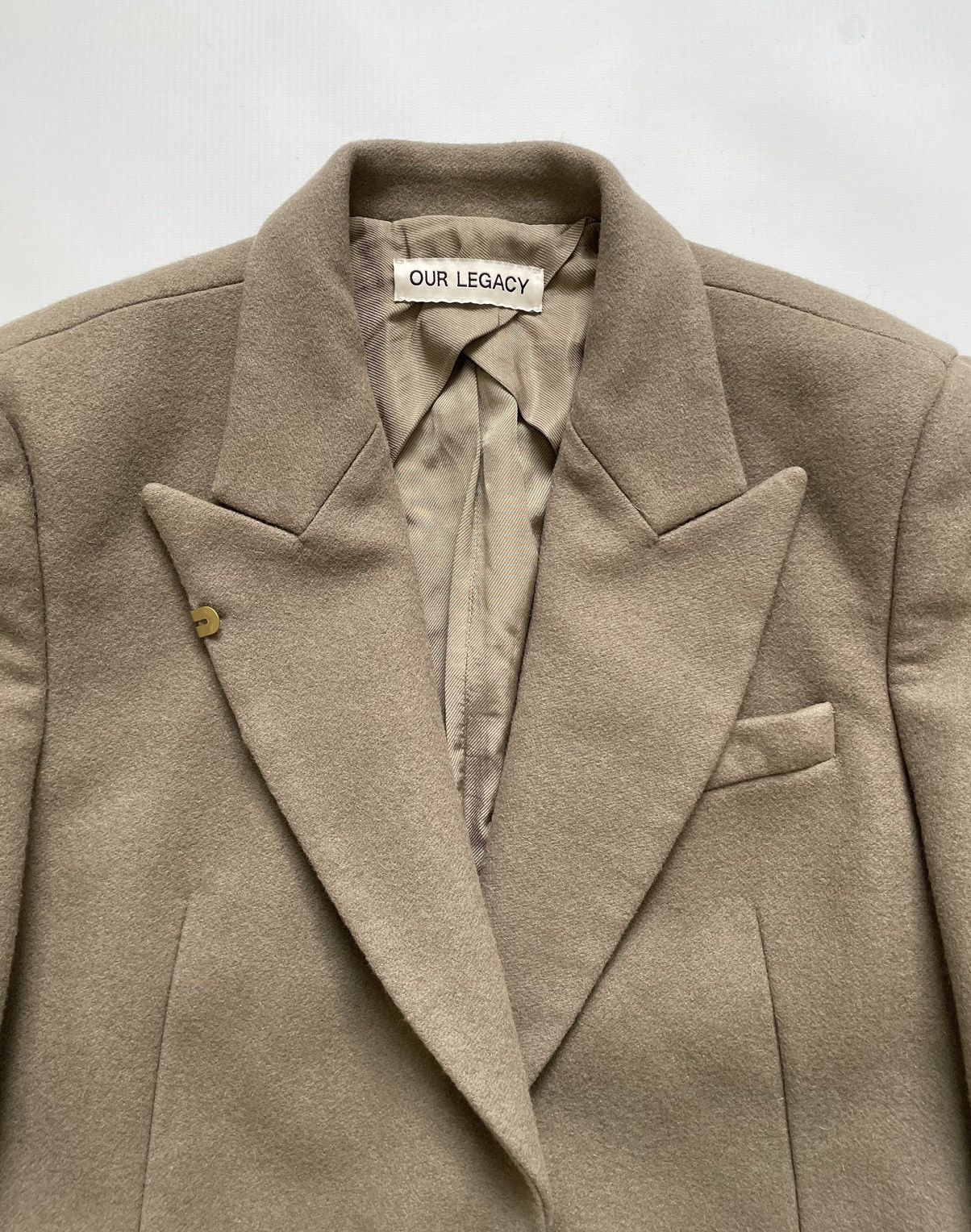 Our Legacy Peafowl Tan ‘Manta’ Wool Overcoat Size S / US 4 / IT 40 - 3 Thumbnail