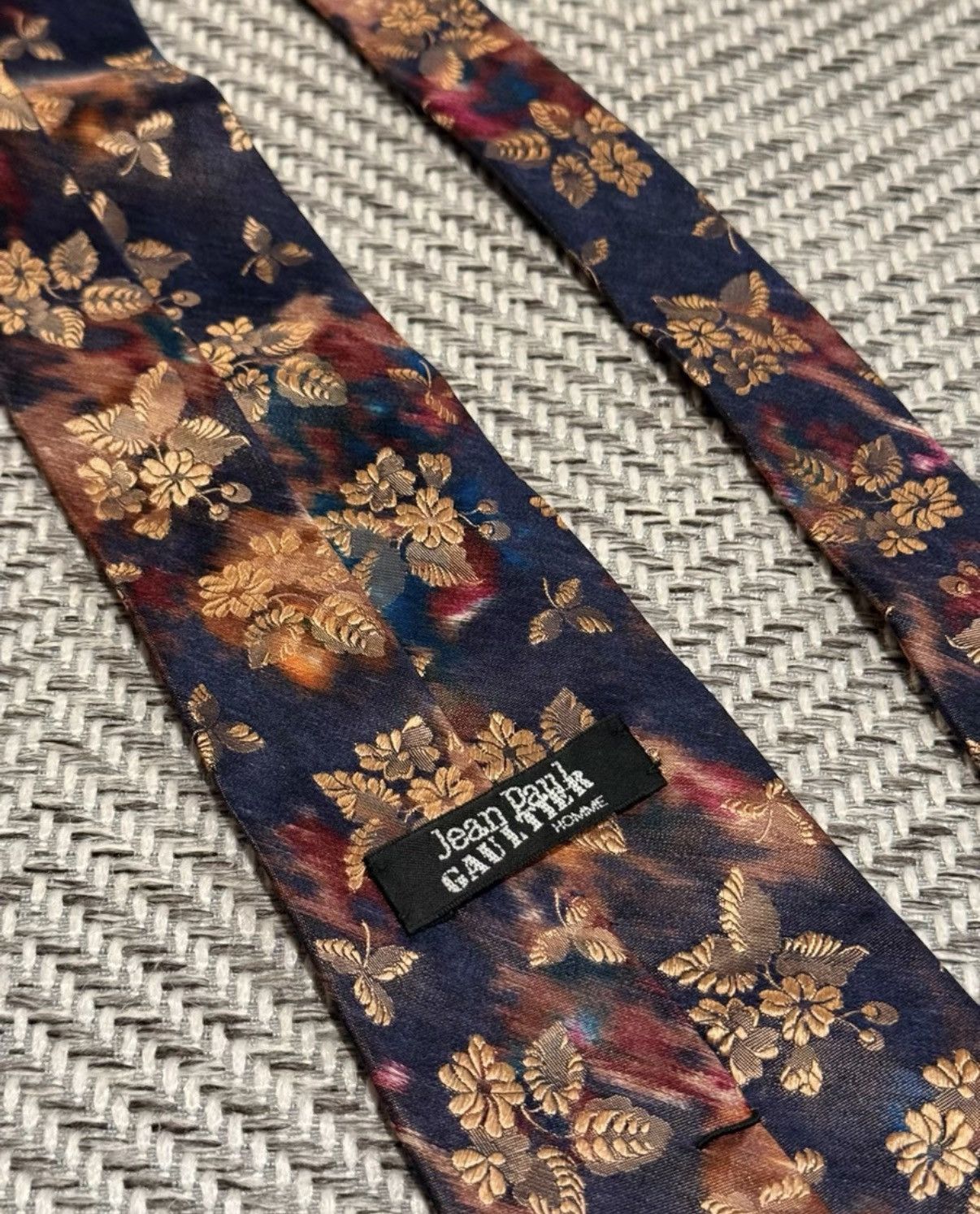Jean Paul Gaultier Jean Paul Gaultier Gold Floral Print Tie K24 Size ONE SIZE - 5 Thumbnail