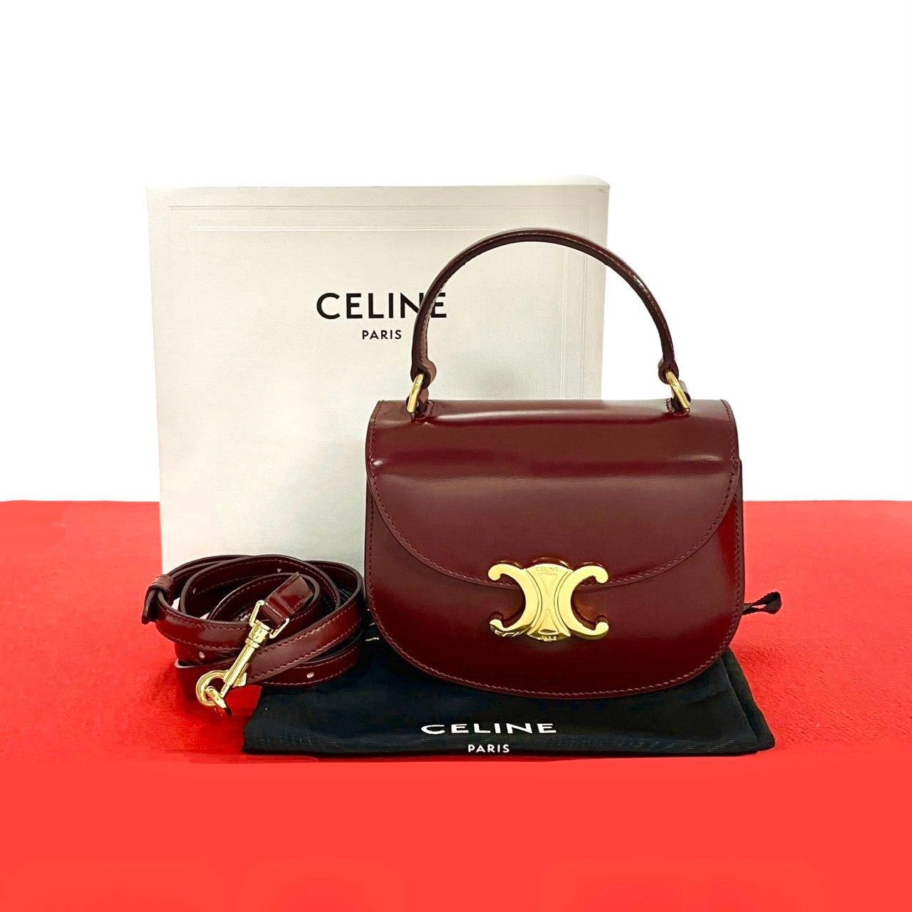 Celine Celine Shoulder Bag Red Leather Size ONE SIZE - 1 Thumbnail