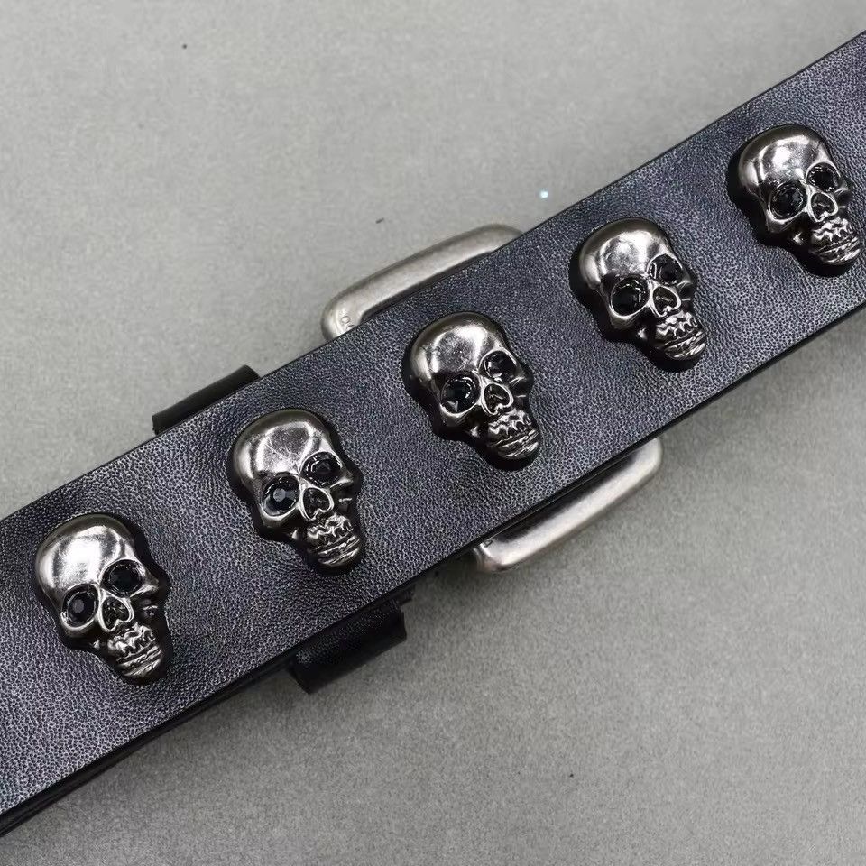 Vintage Skull Studded Punk Leather Cowboy Belts Size ONE SIZE - 5 Thumbnail